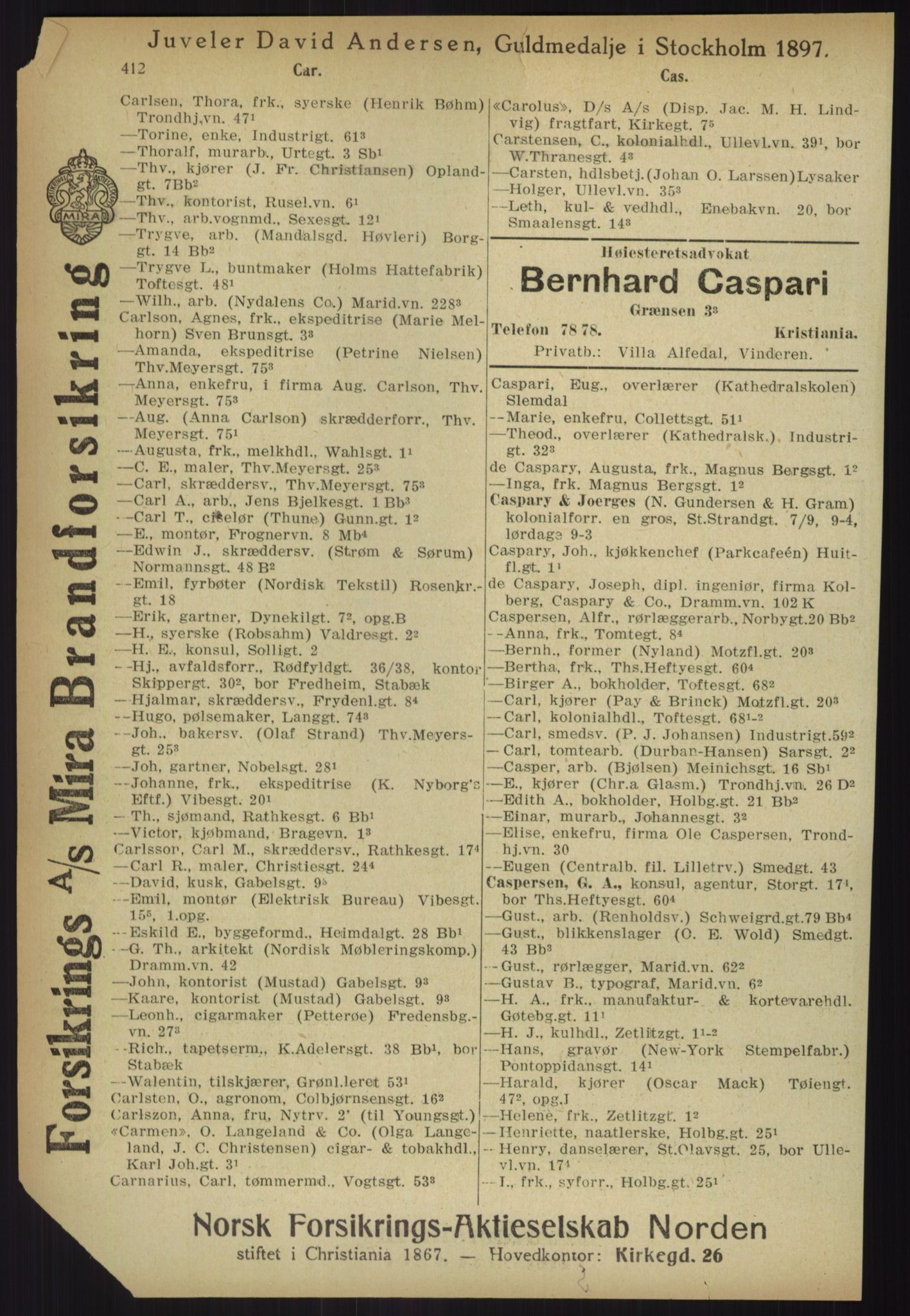 Kristiania/Oslo adressebok, PUBL/-, 1918, s. 437