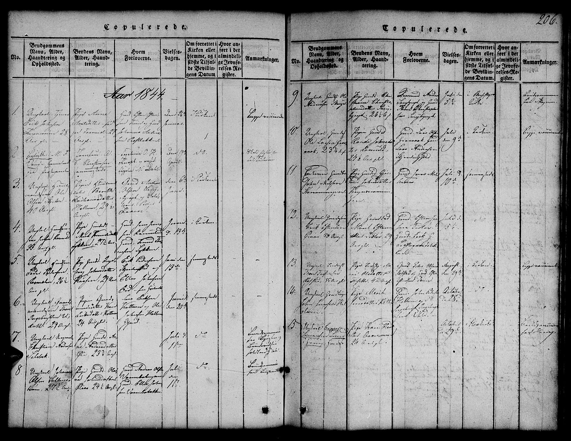 Ministerialprotokoller, klokkerbøker og fødselsregistre - Sør-Trøndelag, SAT/A-1456/691/L1092: Klokkerbok nr. 691C03, 1816-1852, s. 206