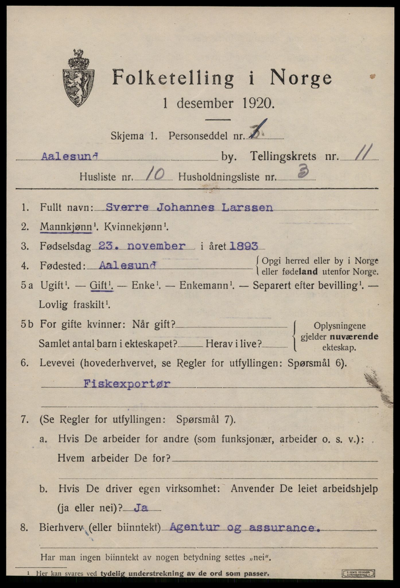 SAT, Folketelling 1920 for 1501 Ålesund kjøpstad, 1920, s. 24916