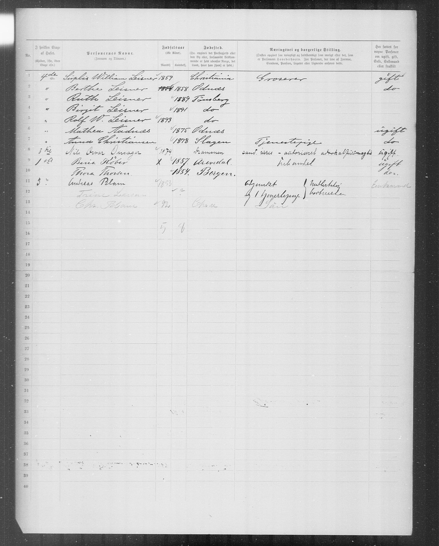 OBA, Kommunal folketelling 31.12.1899 for Kristiania kjøpstad, 1899, s. 9989