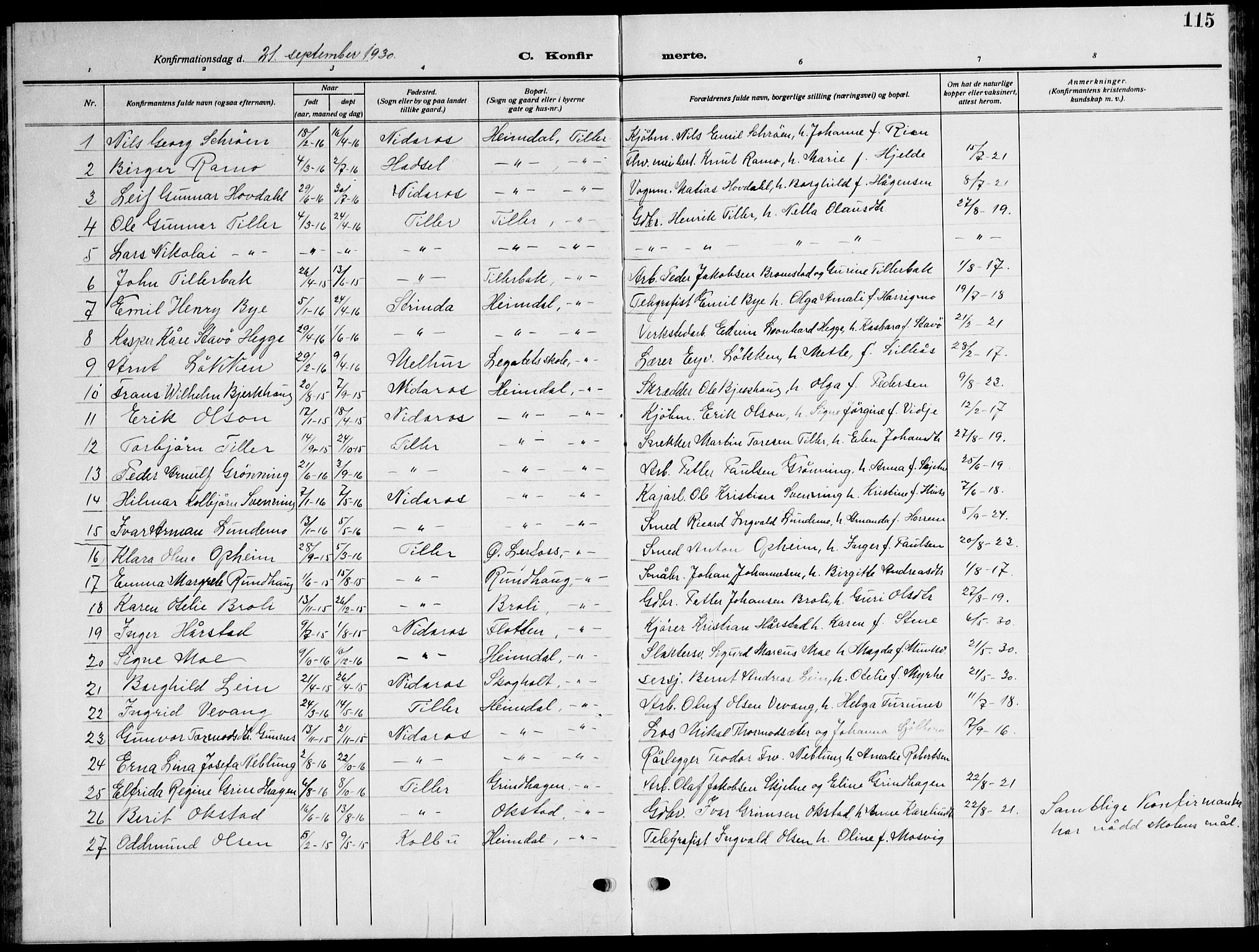 Ministerialprotokoller, klokkerbøker og fødselsregistre - Sør-Trøndelag, SAT/A-1456/621/L0462: Klokkerbok nr. 621C05, 1915-1945, s. 115