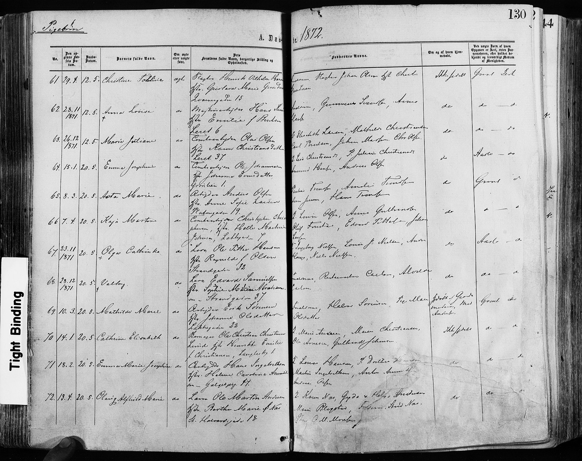 Grønland prestekontor Kirkebøker, SAO/A-10848/F/Fa/L0004: Ministerialbok nr. 4, 1869-1880, s. 130