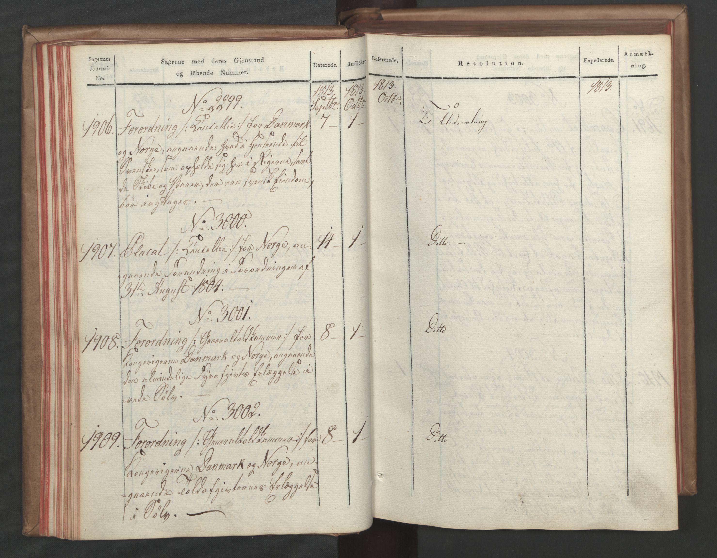 Stattholderembetet 1810-1814, 1. kontor (Kontor A), AV/RA-EA-2872/Aa/L0005: Kollegial referatprotokoll,  j.nr. 1850-2054,  l.nr. 2241-3167, 1813-1814, s. 40