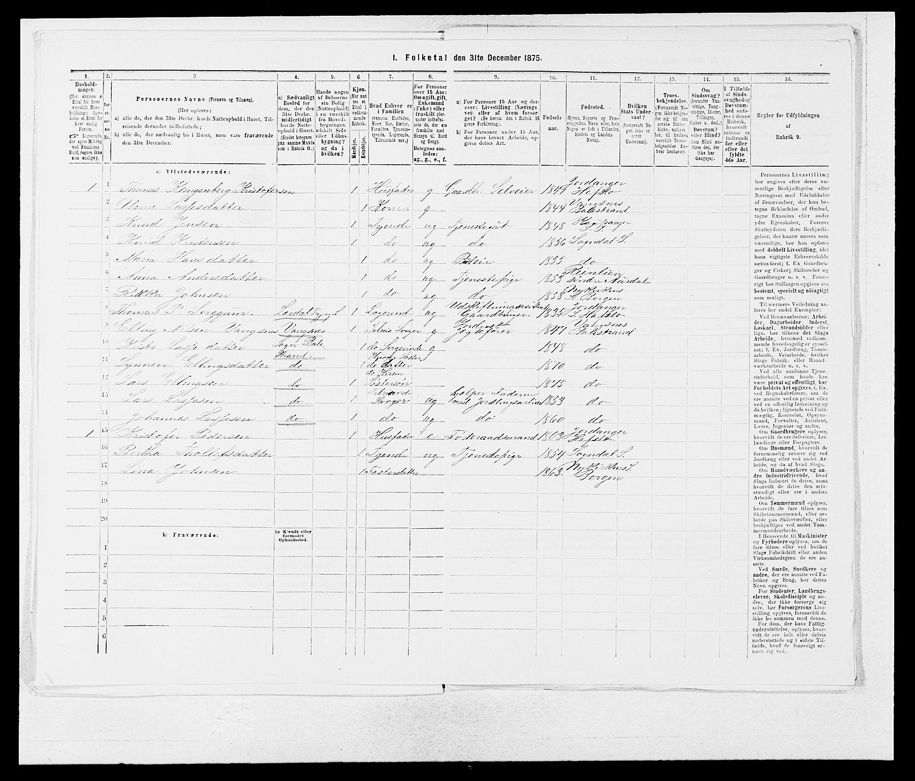 SAB, Folketelling 1875 for 1420P Sogndal prestegjeld, 1875, s. 137