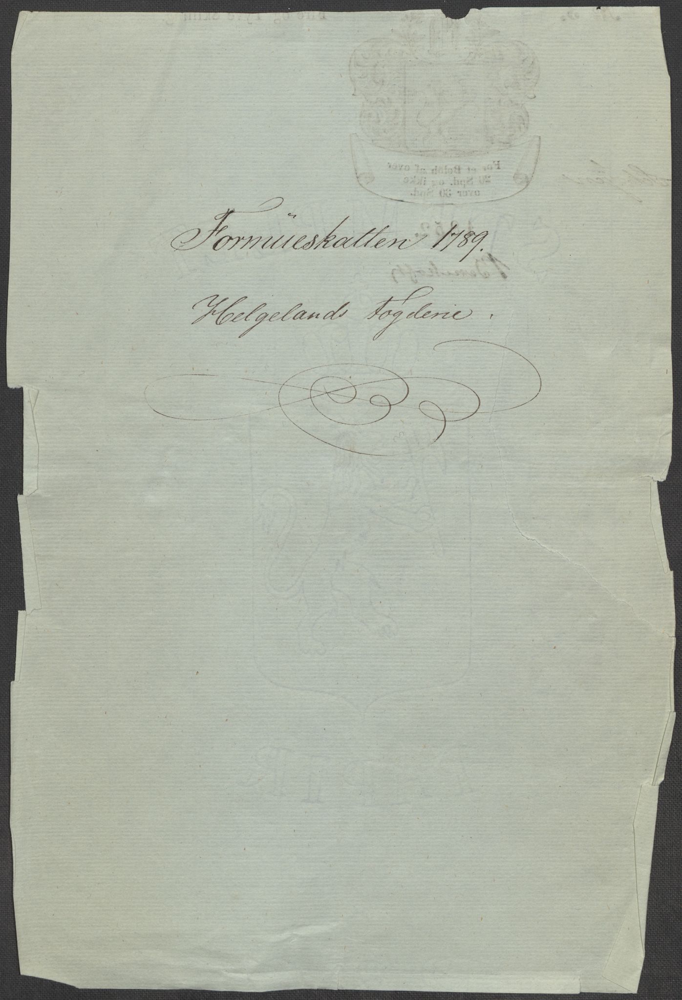 Rentekammeret inntil 1814, Reviderte regnskaper, Mindre regnskaper, RA/EA-4068/Rf/Rfe/L0014: Helgeland fogderi, 1789, s. 3