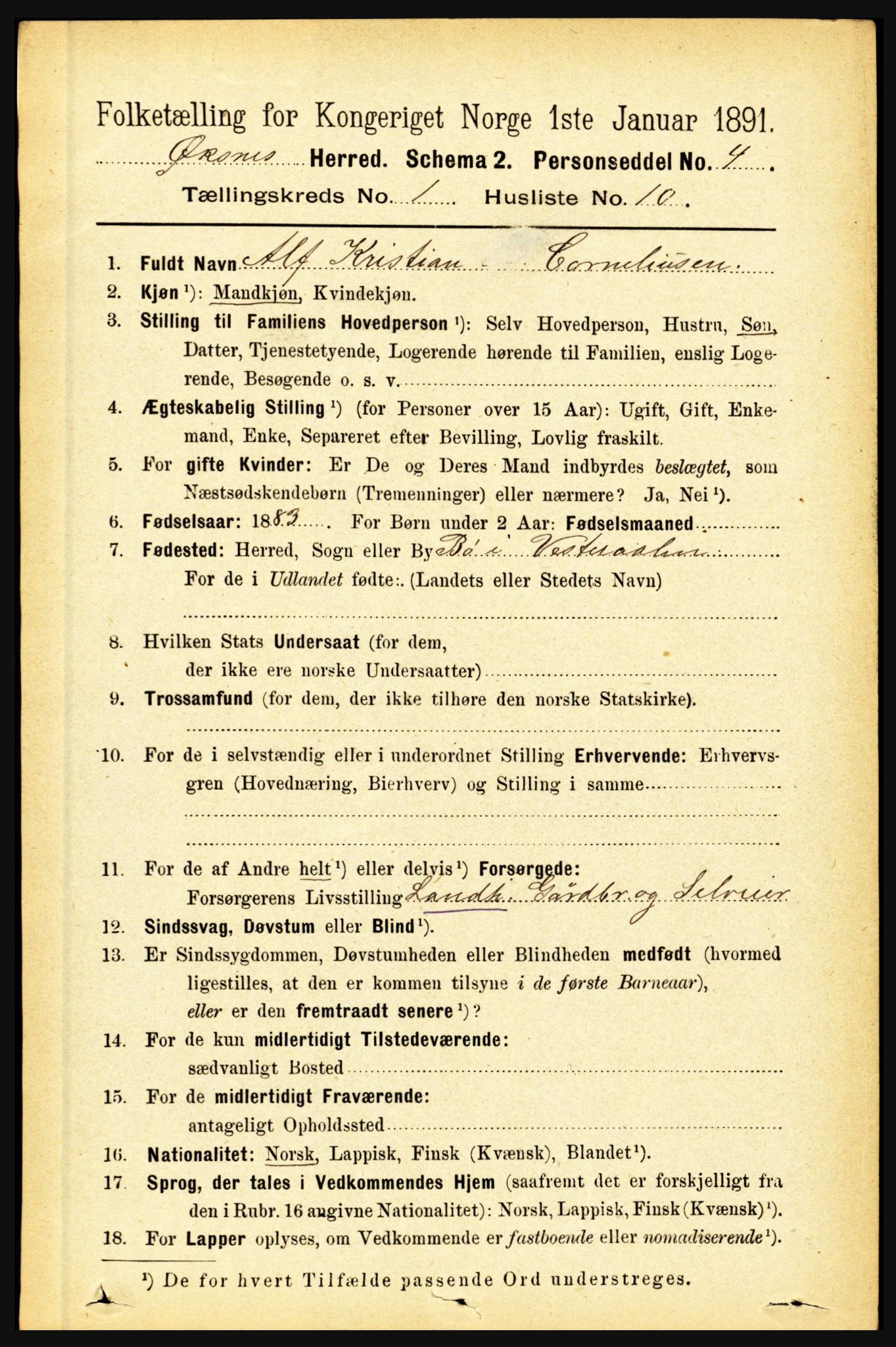 RA, Folketelling 1891 for 1868 Øksnes herred, 1891, s. 141