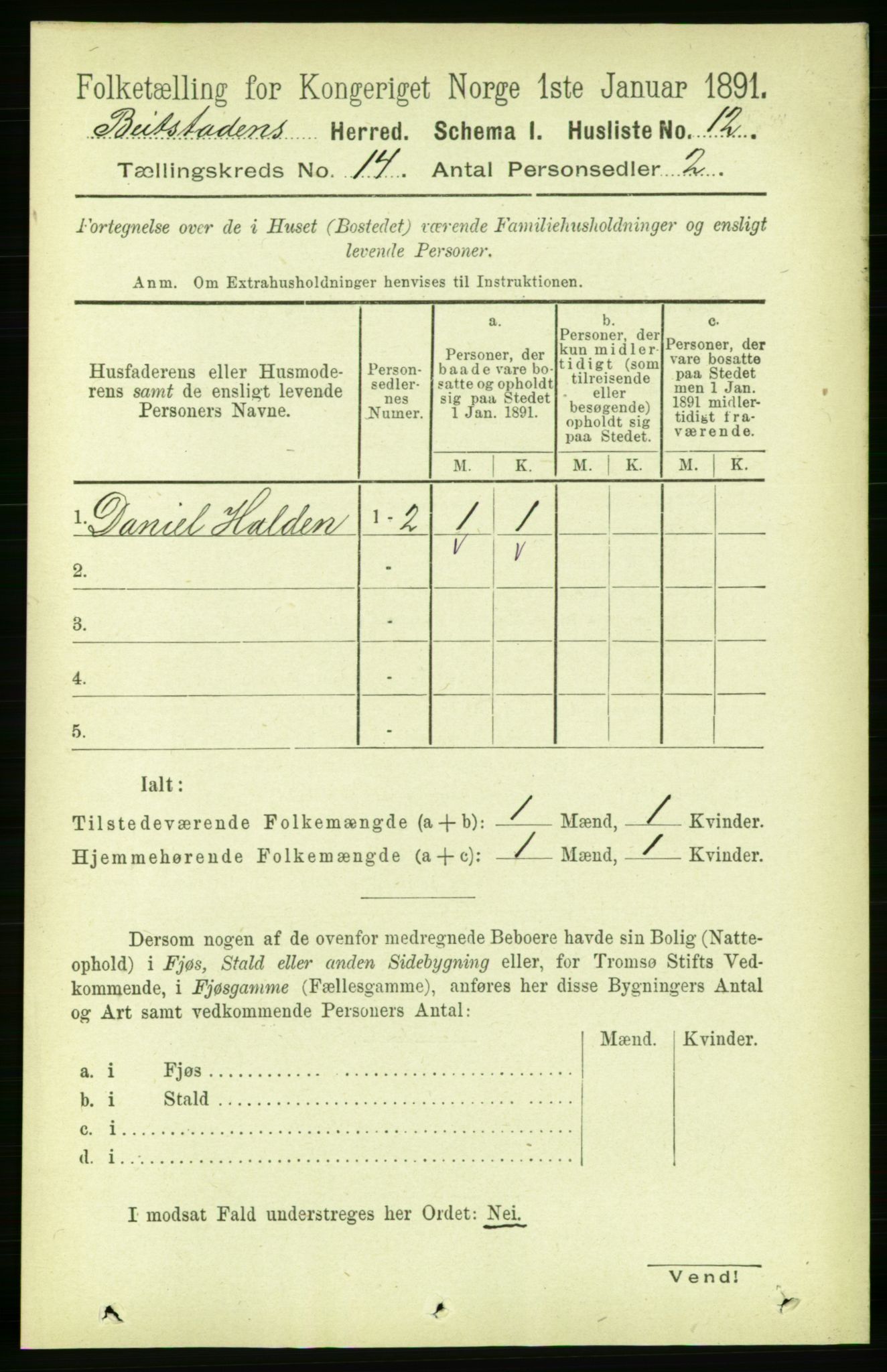 RA, Folketelling 1891 for 1727 Beitstad herred, 1891, s. 3832