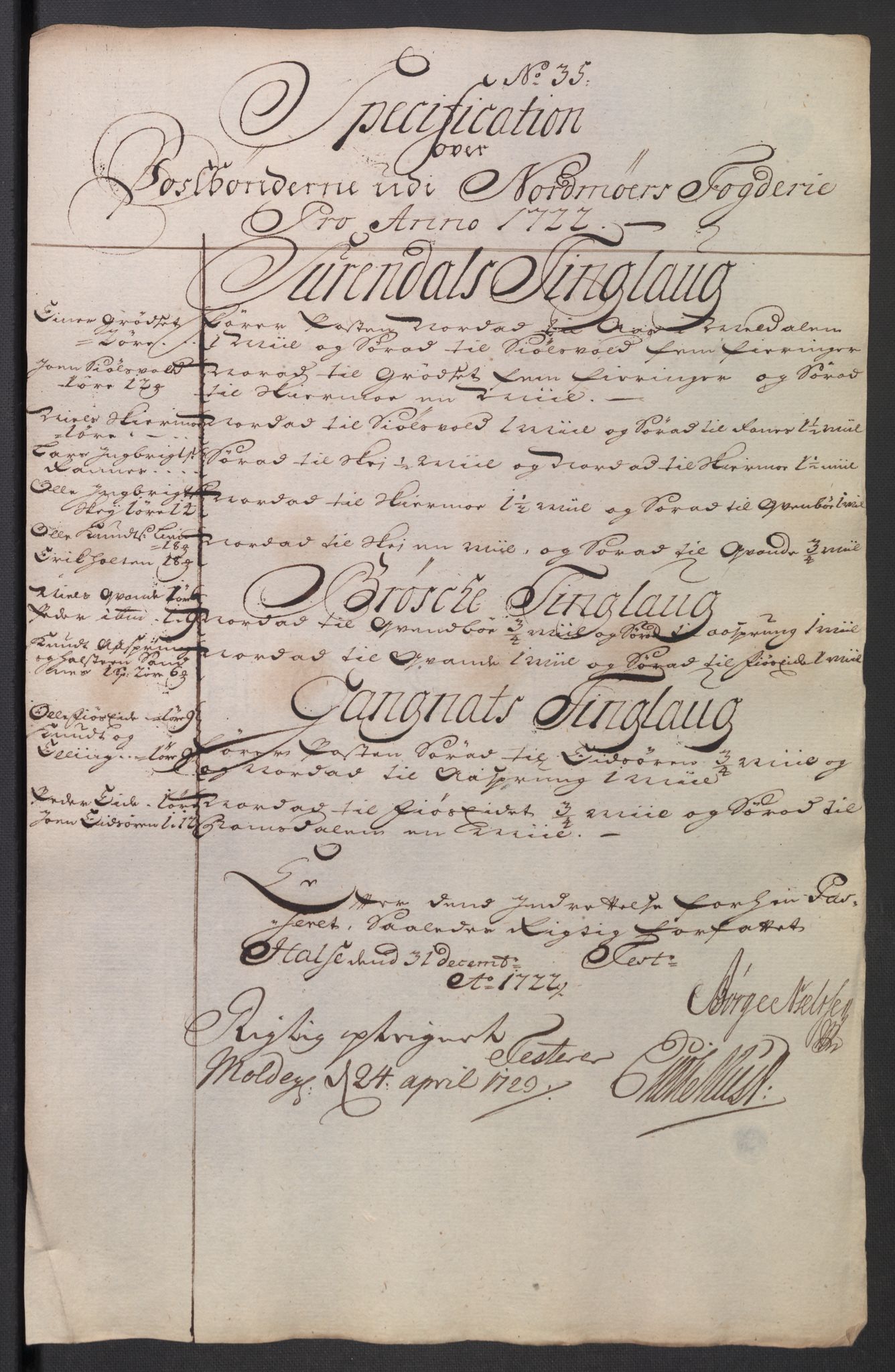 Rentekammeret inntil 1814, Reviderte regnskaper, Fogderegnskap, RA/EA-4092/R56/L3755: Fogderegnskap Nordmøre, 1722, s. 262