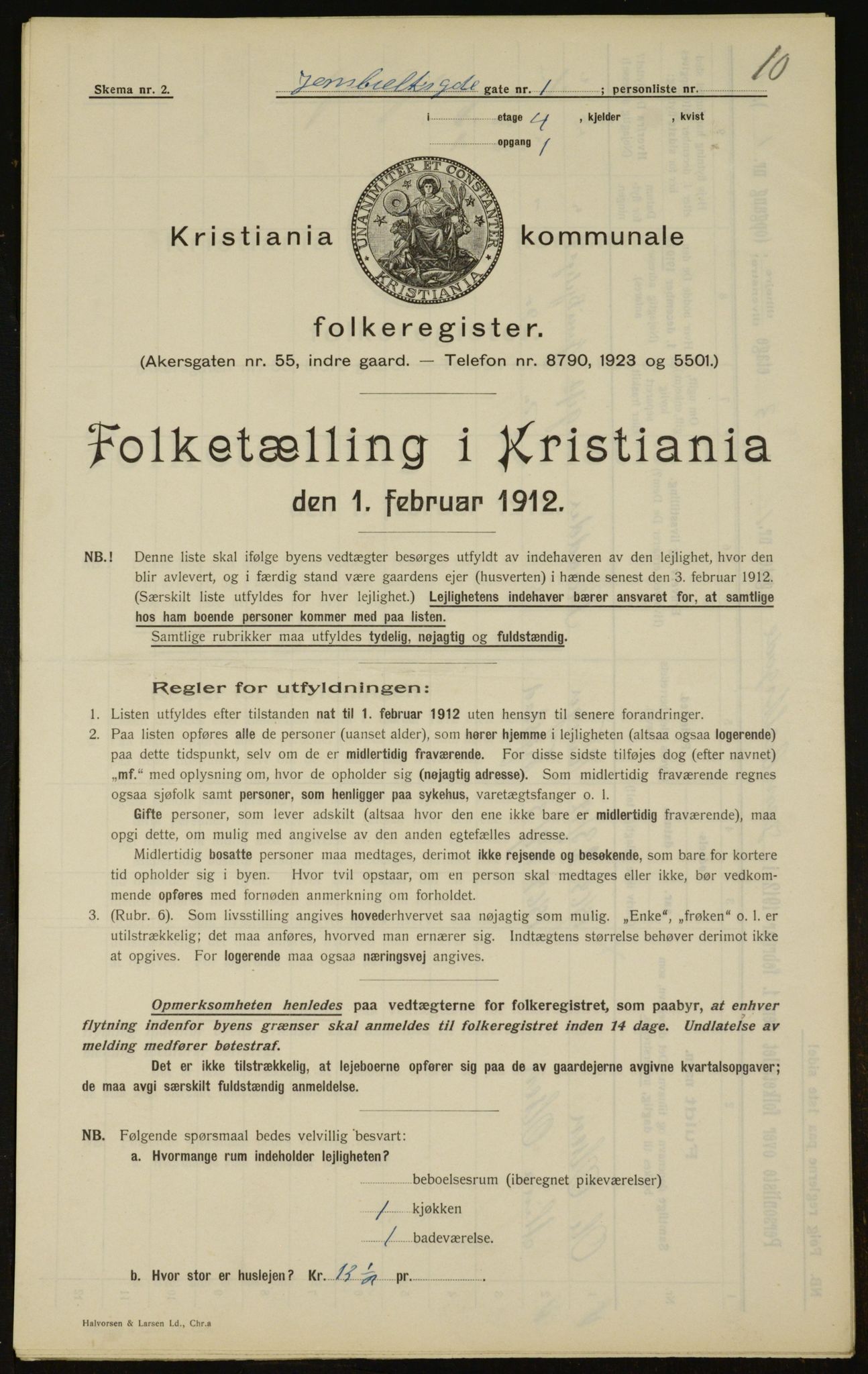 OBA, Kommunal folketelling 1.2.1912 for Kristiania, 1912, s. 45808