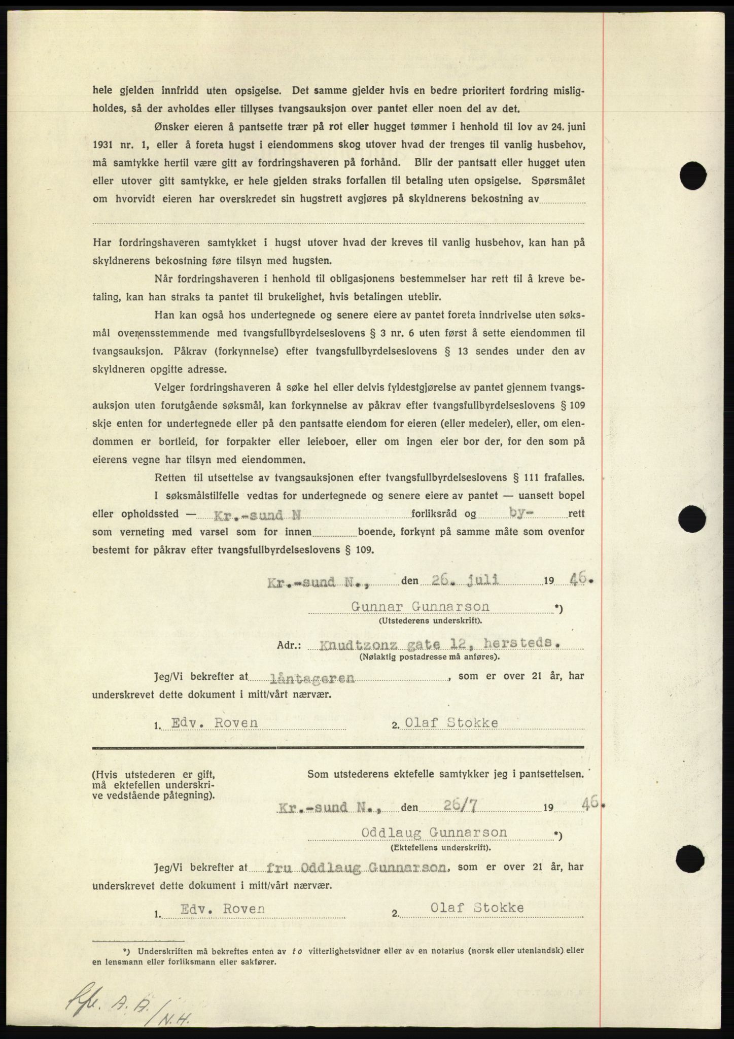 Nordmøre sorenskriveri, AV/SAT-A-4132/1/2/2Ca: Pantebok nr. B94, 1946-1946, Dagboknr: 1421/1946