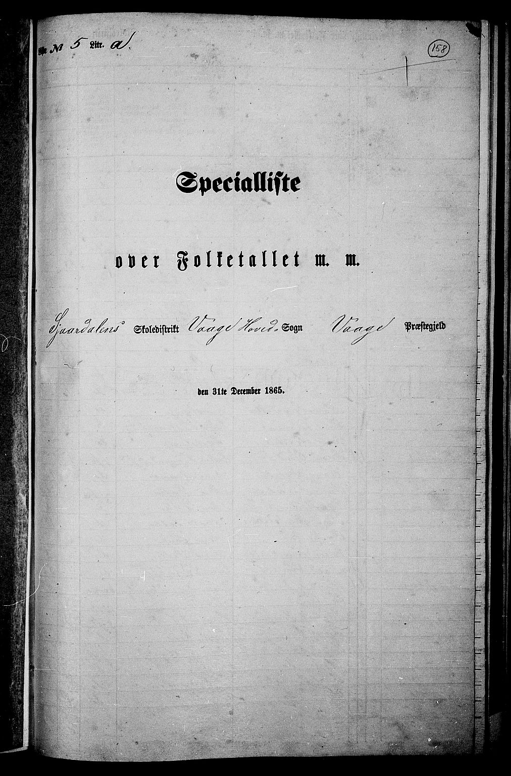 RA, Folketelling 1865 for 0515P Vågå prestegjeld, 1865, s. 143