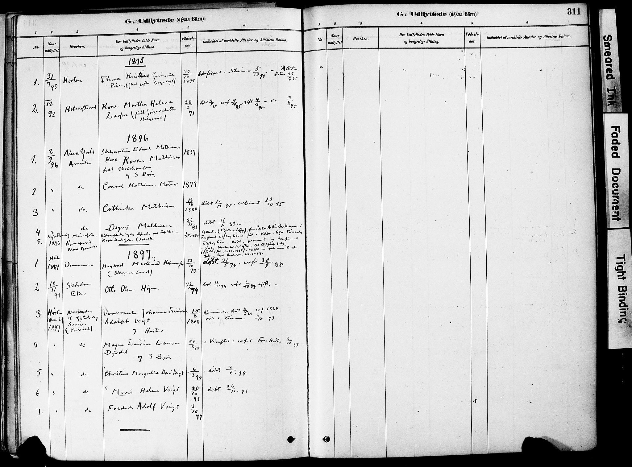 Strømm kirkebøker, AV/SAKO-A-322/F/Fa/L0004: Ministerialbok nr. I 4, 1878-1899, s. 311