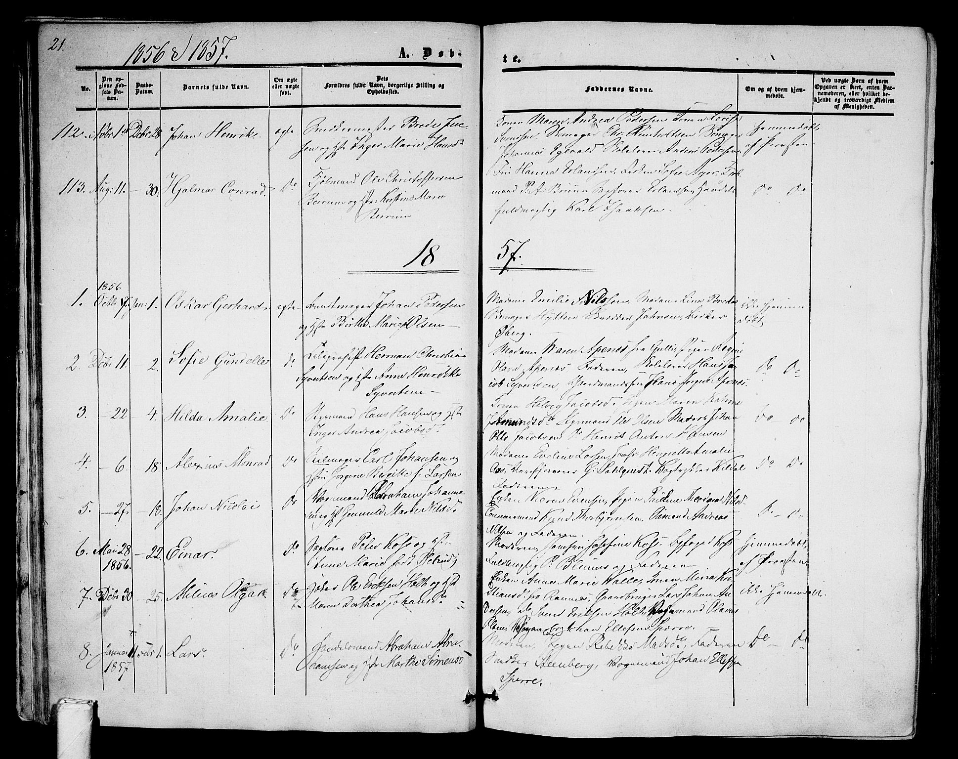 Tønsberg kirkebøker, AV/SAKO-A-330/G/Ga/L0003: Klokkerbok nr. 3, 1855-1864, s. 21