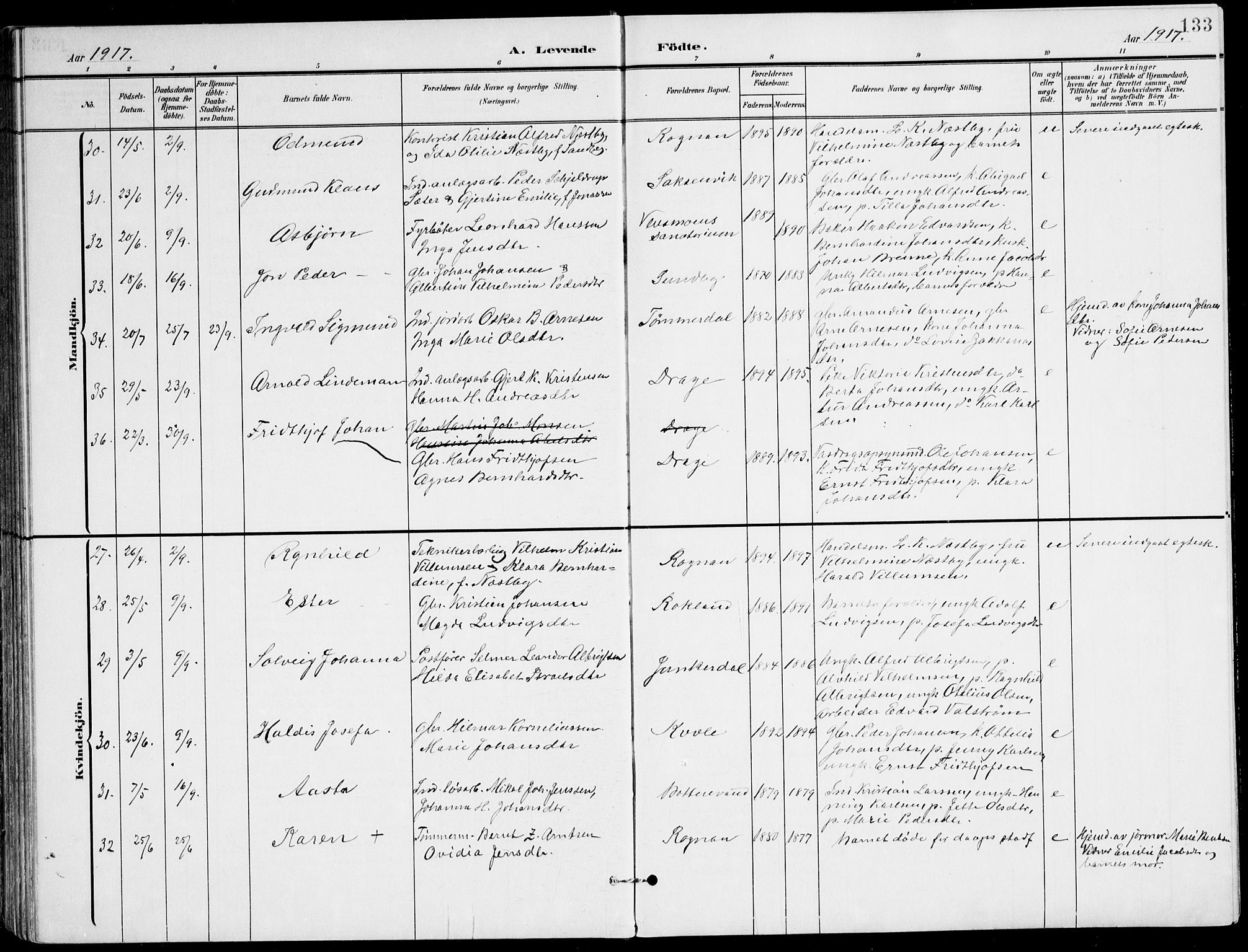 Ministerialprotokoller, klokkerbøker og fødselsregistre - Nordland, AV/SAT-A-1459/847/L0672: Ministerialbok nr. 847A12, 1902-1919, s. 133