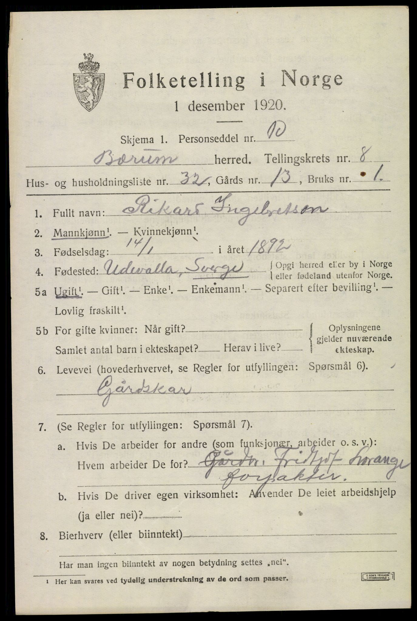 SAO, Folketelling 1920 for 0219 Bærum herred, 1920, s. 18876