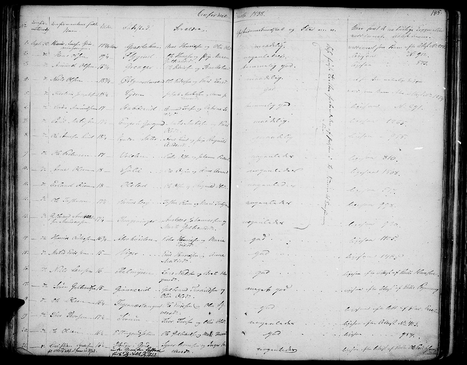 Vinger prestekontor, AV/SAH-PREST-024/H/Ha/Haa/L0007: Ministerialbok nr. 7, 1826-1839, s. 185