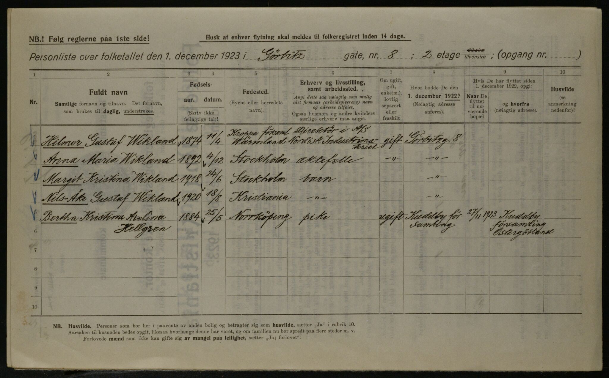 OBA, Kommunal folketelling 1.12.1923 for Kristiania, 1923, s. 36668