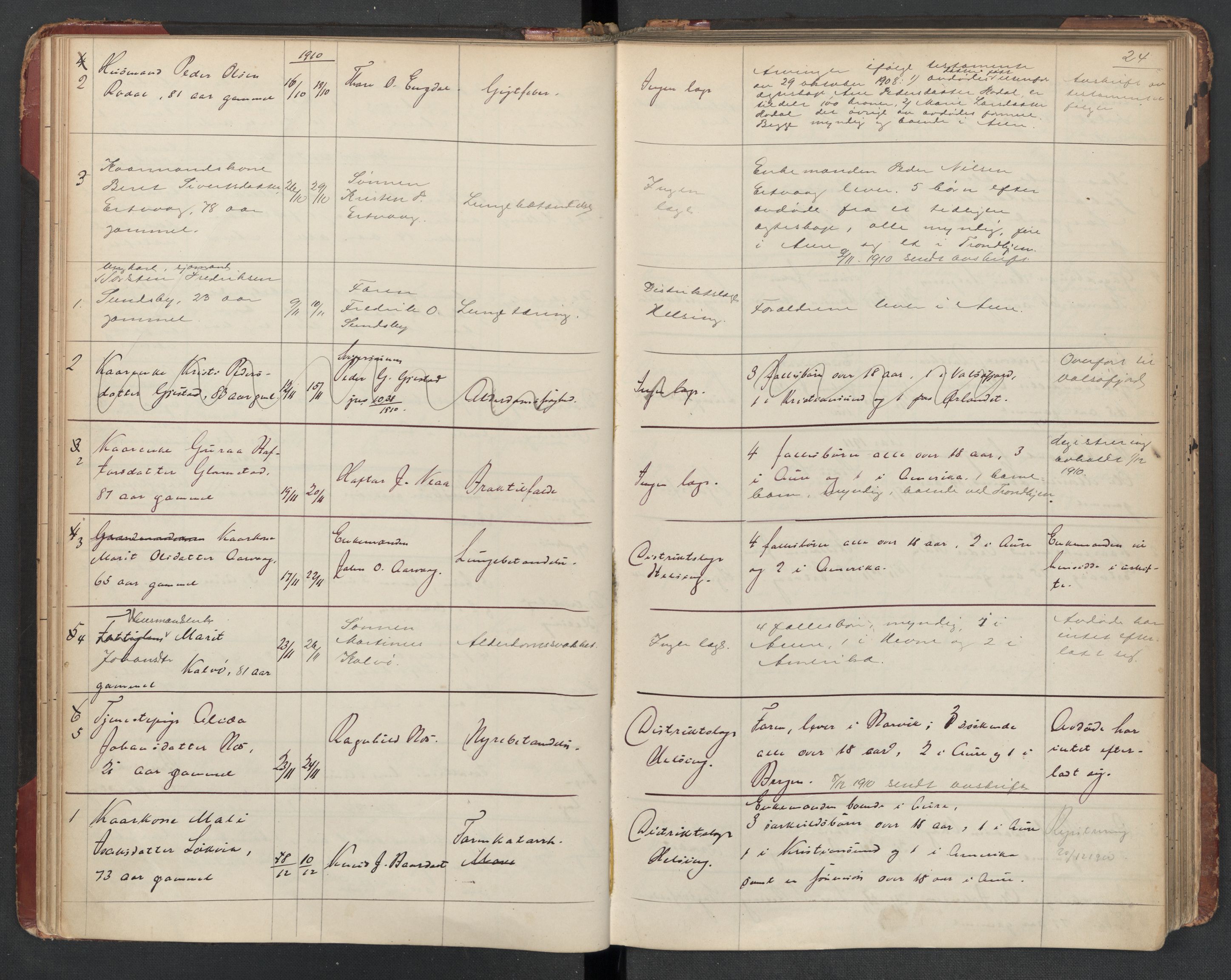 Aure lensmannskontor, AV/SAT-A-1088/1/02/L0003: 2.01.03 Dødsfallsprotokoll, 1906-1926, s. 24