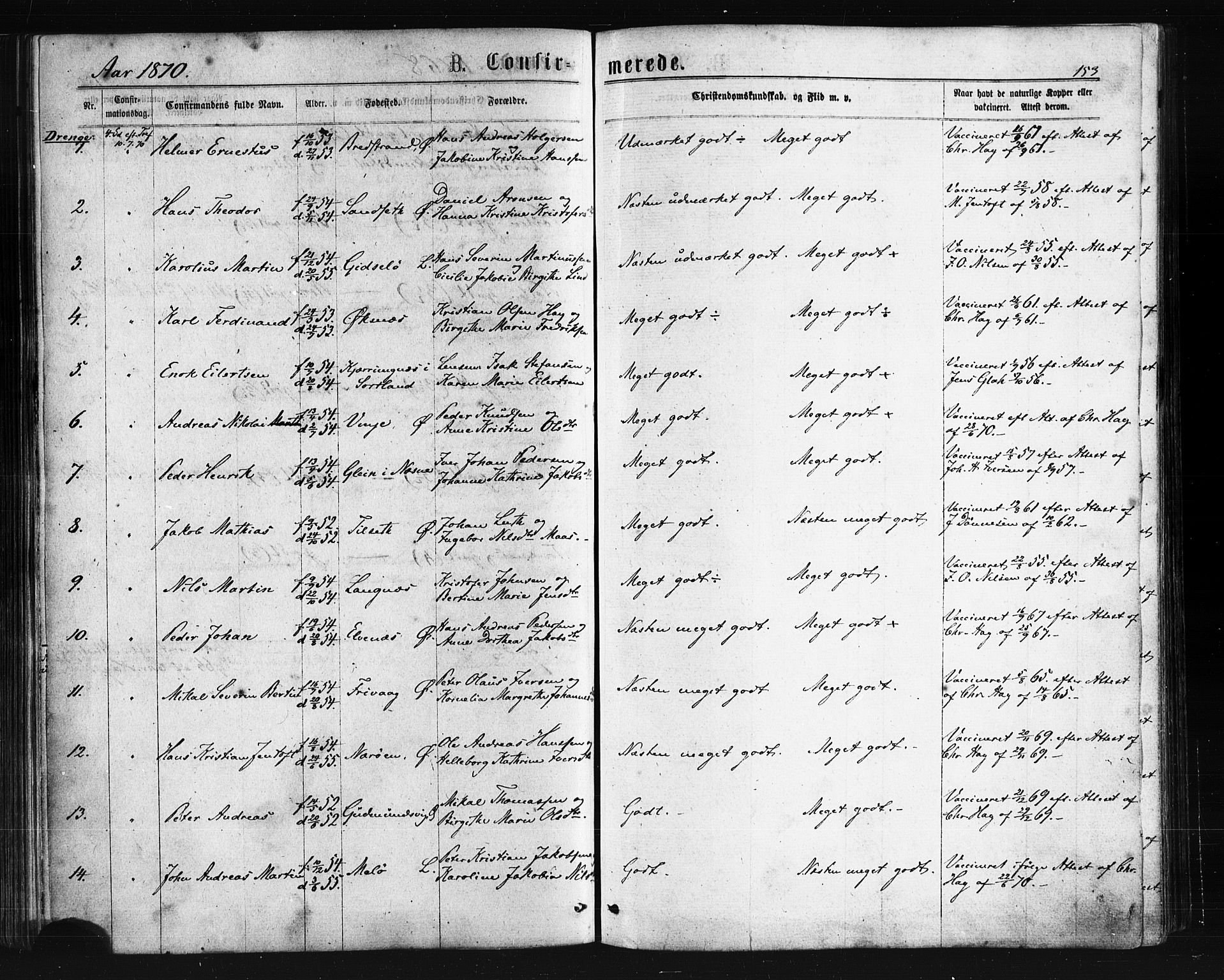 Ministerialprotokoller, klokkerbøker og fødselsregistre - Nordland, AV/SAT-A-1459/893/L1334: Ministerialbok nr. 893A07, 1867-1877, s. 153