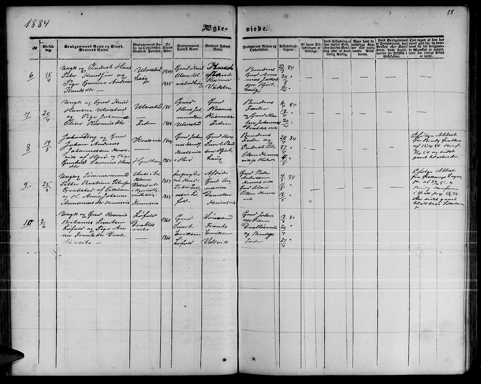 Ministerialprotokoller, klokkerbøker og fødselsregistre - Møre og Romsdal, AV/SAT-A-1454/511/L0157: Klokkerbok nr. 511C03, 1864-1884, s. 58