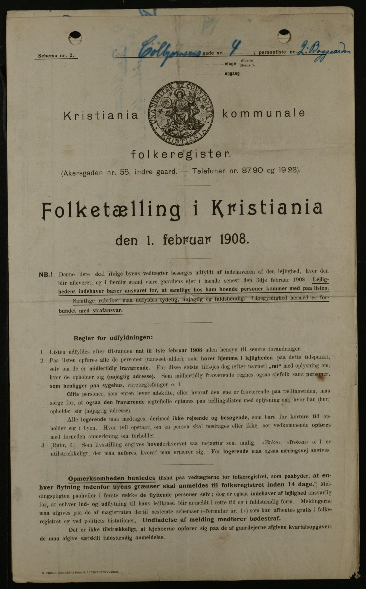 OBA, Kommunal folketelling 1.2.1908 for Kristiania kjøpstad, 1908, s. 12094