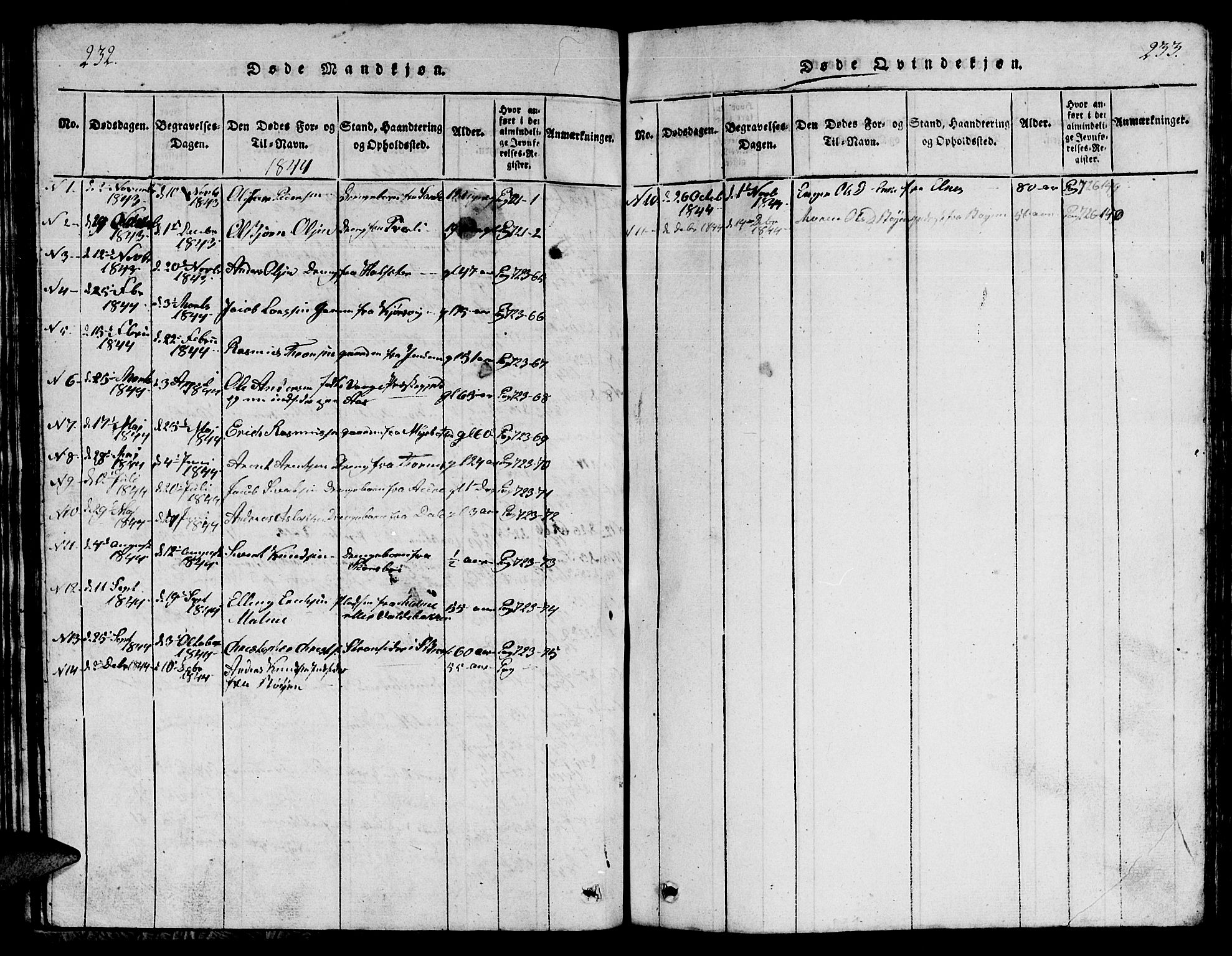 Ministerialprotokoller, klokkerbøker og fødselsregistre - Møre og Romsdal, AV/SAT-A-1454/565/L0752: Klokkerbok nr. 565C01, 1817-1844, s. 232-233