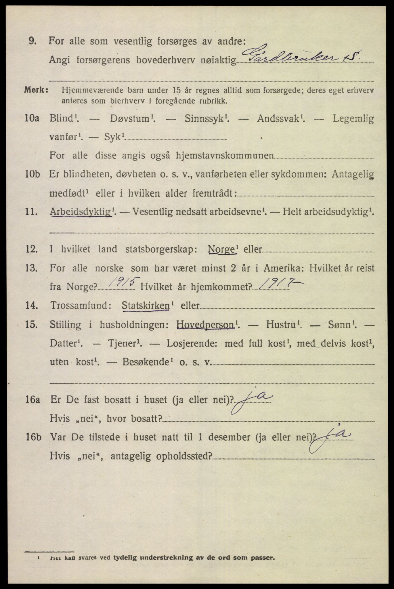 SAK, Folketelling 1920 for 1029 Sør-Audnedal herred, 1920, s. 7036