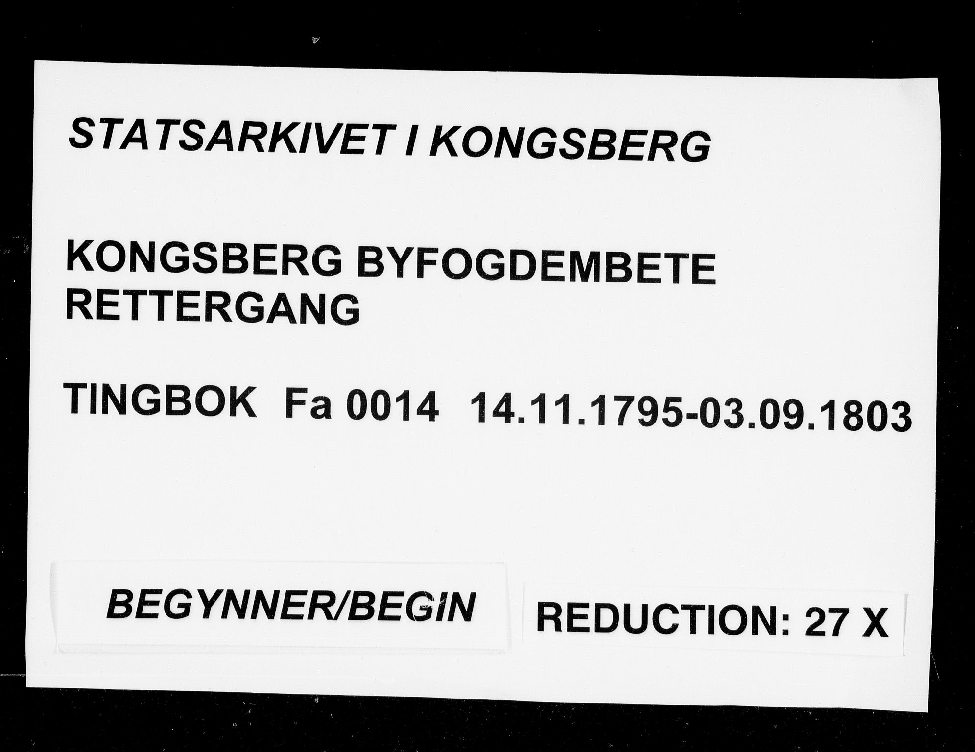 Kongsberg byfogd, AV/SAKO-A-84/F/Fa/L0014: Tingbok, 1795-1803