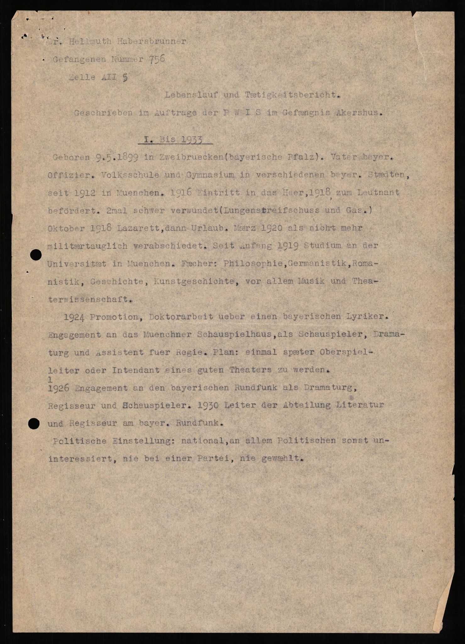 Forsvaret, Forsvarets overkommando II, RA/RAFA-3915/D/Db/L0011: CI Questionaires. Tyske okkupasjonsstyrker i Norge. Tyskere., 1945-1946, s. 112