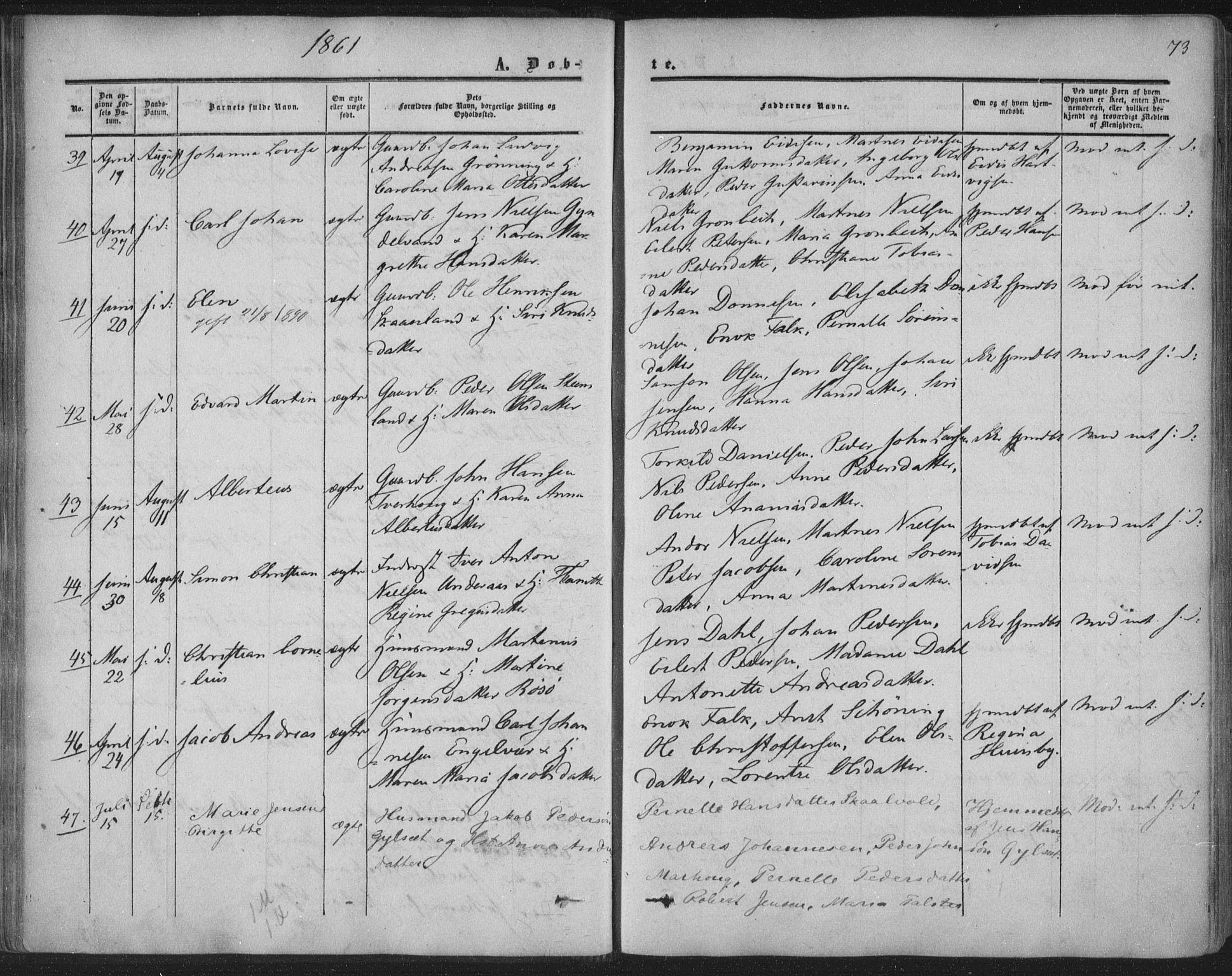 Ministerialprotokoller, klokkerbøker og fødselsregistre - Nordland, AV/SAT-A-1459/855/L0800: Ministerialbok nr. 855A08, 1852-1864, s. 73