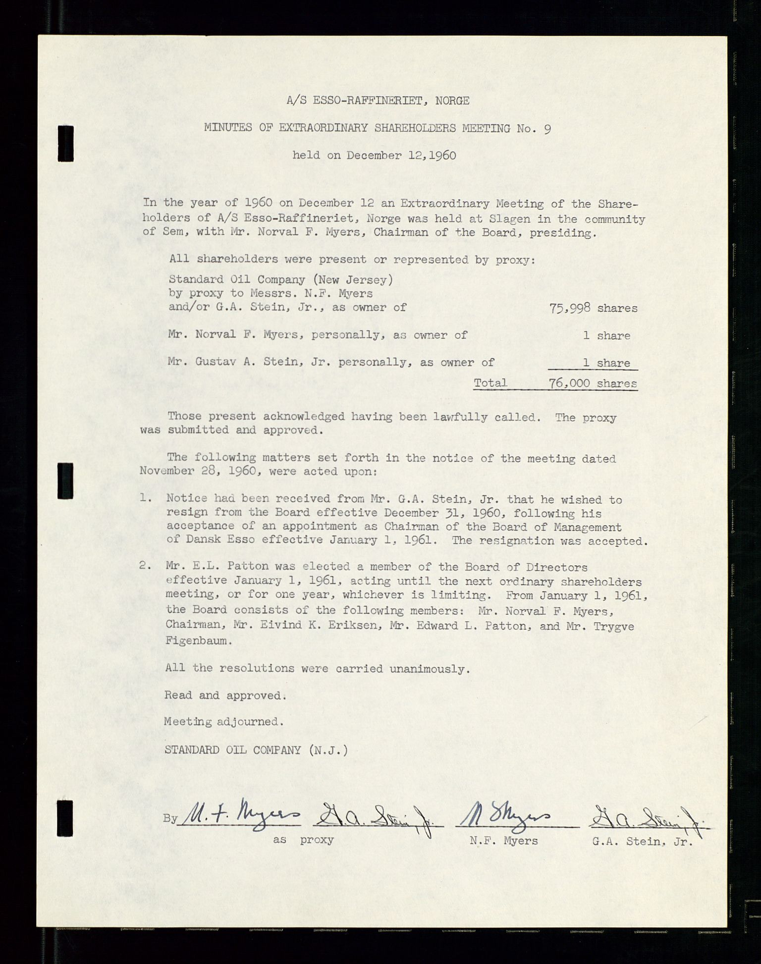 PA 1537 - A/S Essoraffineriet Norge, AV/SAST-A-101957/A/Aa/L0001/0002: Styremøter / Shareholder meetings, board meetings, by laws (vedtekter), 1957-1960, s. 22