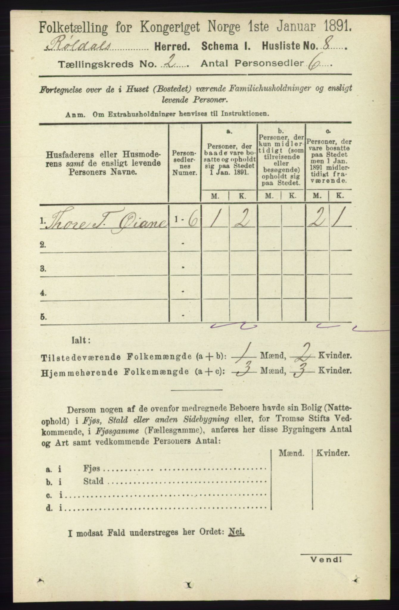 RA, Folketelling 1891 for 1229 Røldal herred, 1891, s. 479