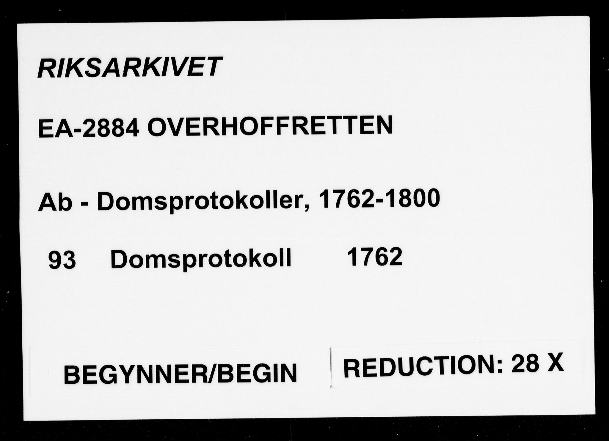 Overhoffretten 1667-1797, RA/EA-2884/Ab/L0093: Domsprotokoll, 1762