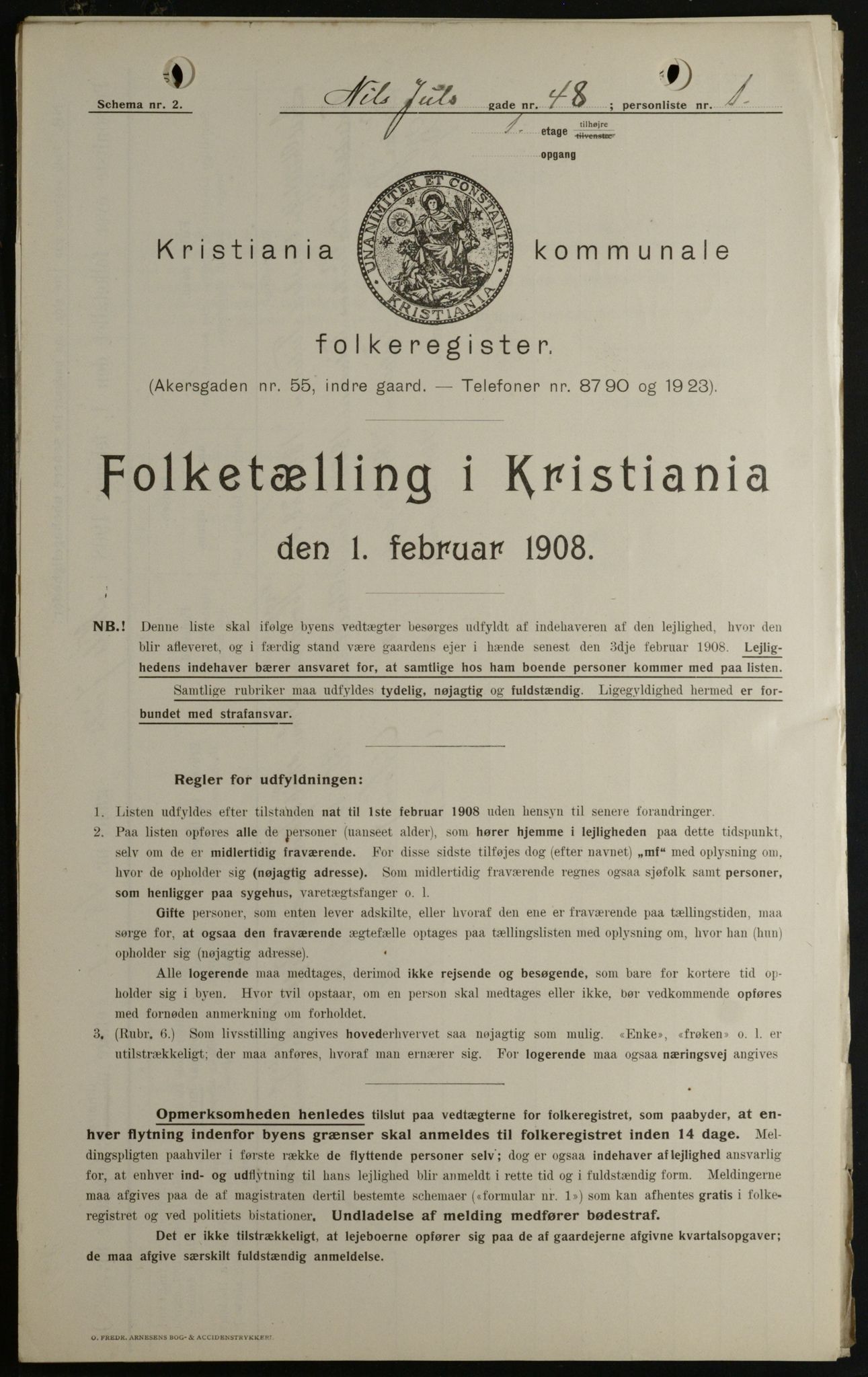 OBA, Kommunal folketelling 1.2.1908 for Kristiania kjøpstad, 1908, s. 63522