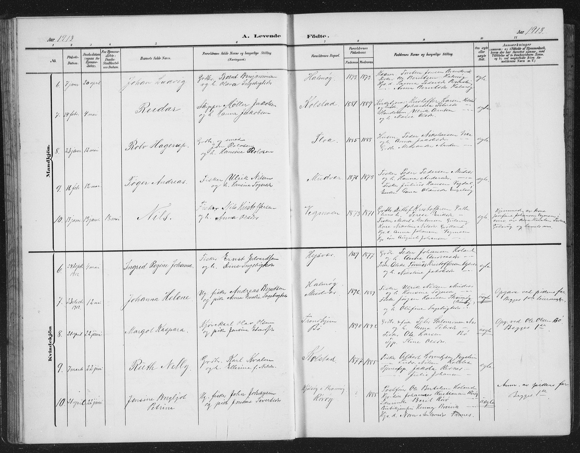 Ministerialprotokoller, klokkerbøker og fødselsregistre - Nordland, SAT/A-1459/816/L0254: Klokkerbok nr. 816C04, 1905-1934