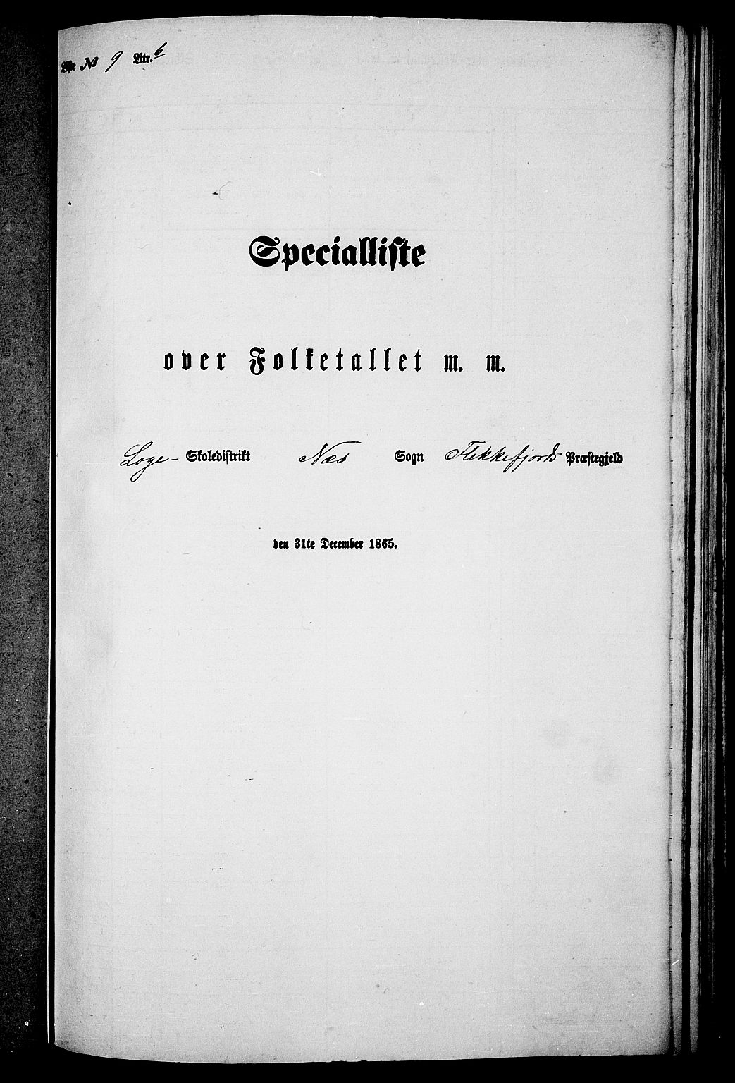 RA, Folketelling 1865 for 1042L Flekkefjord prestegjeld, Nes sokn og Hidra sokn, 1865, s. 129