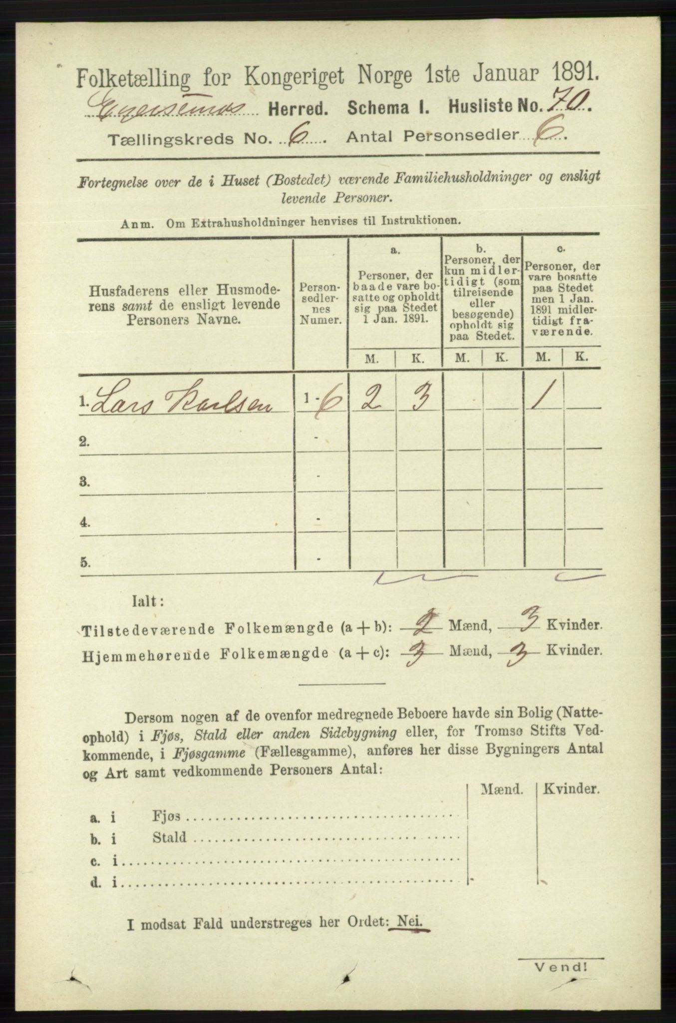 RA, Folketelling 1891 for 1116 Eigersund herred, 1891, s. 2264