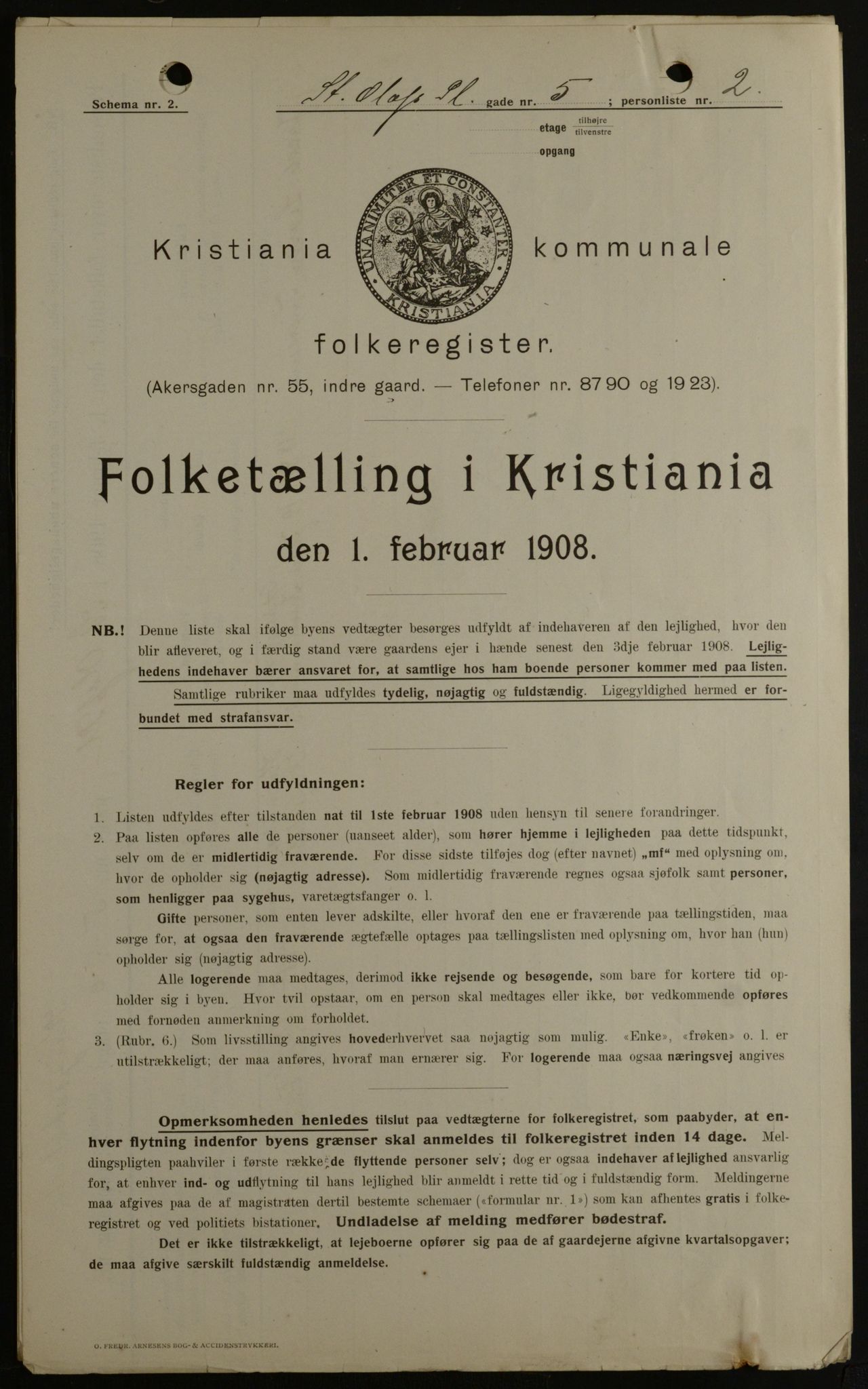 OBA, Kommunal folketelling 1.2.1908 for Kristiania kjøpstad, 1908, s. 79722