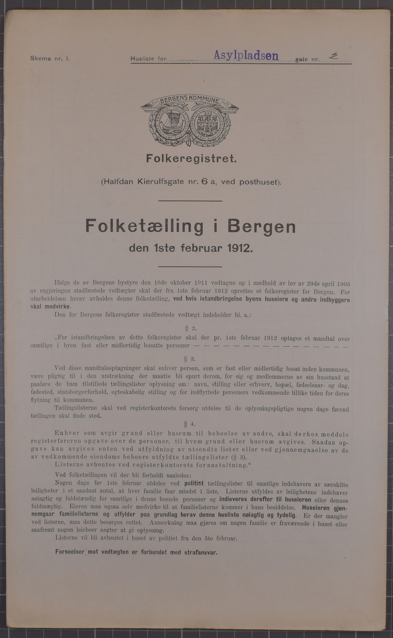 SAB, Kommunal folketelling 1912 for Bergen kjøpstad, 1912, s. 1566