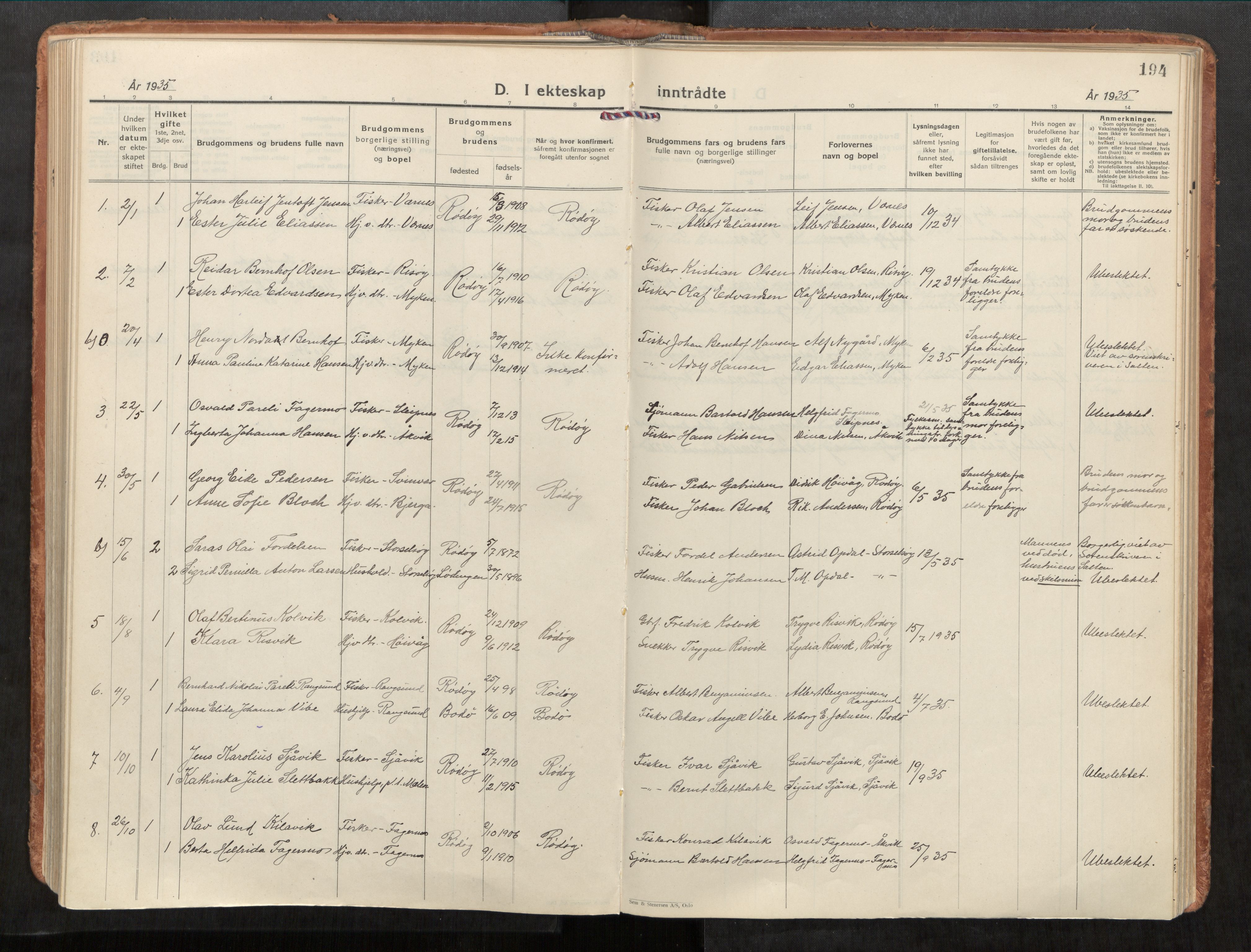 Rødøy sokneprestkontor, AV/SAT-A-4397/2/H/Ha/Haa/L0001: Ministerialbok nr. 1, 1926-1941, s. 194