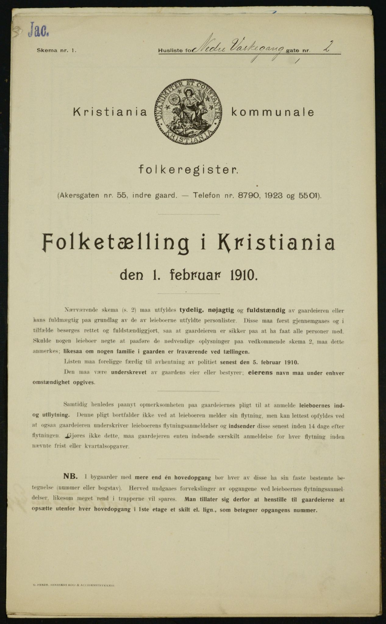 OBA, Kommunal folketelling 1.2.1910 for Kristiania, 1910, s. 67207