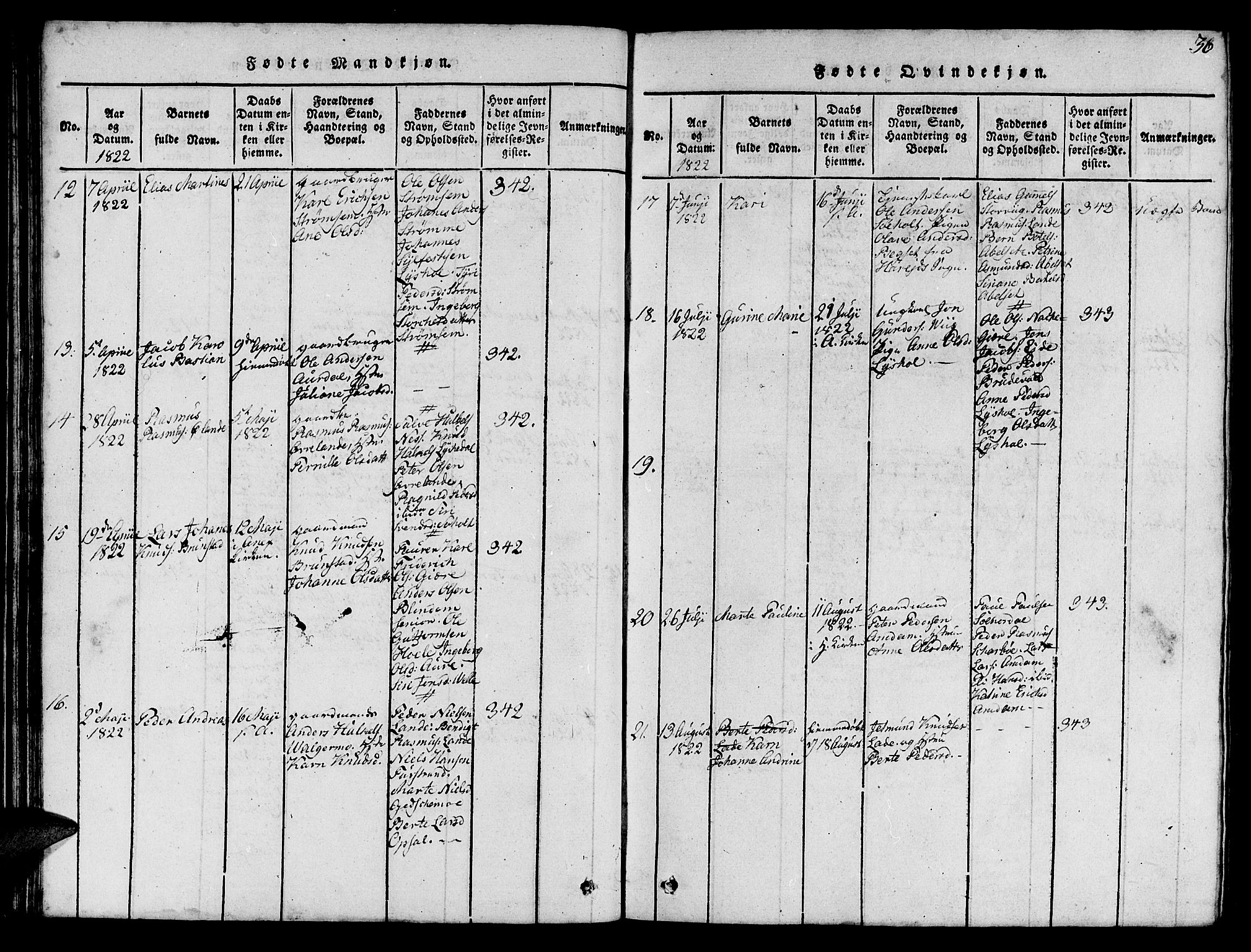 Ministerialprotokoller, klokkerbøker og fødselsregistre - Møre og Romsdal, AV/SAT-A-1454/522/L0322: Klokkerbok nr. 522C01, 1816-1830, s. 36