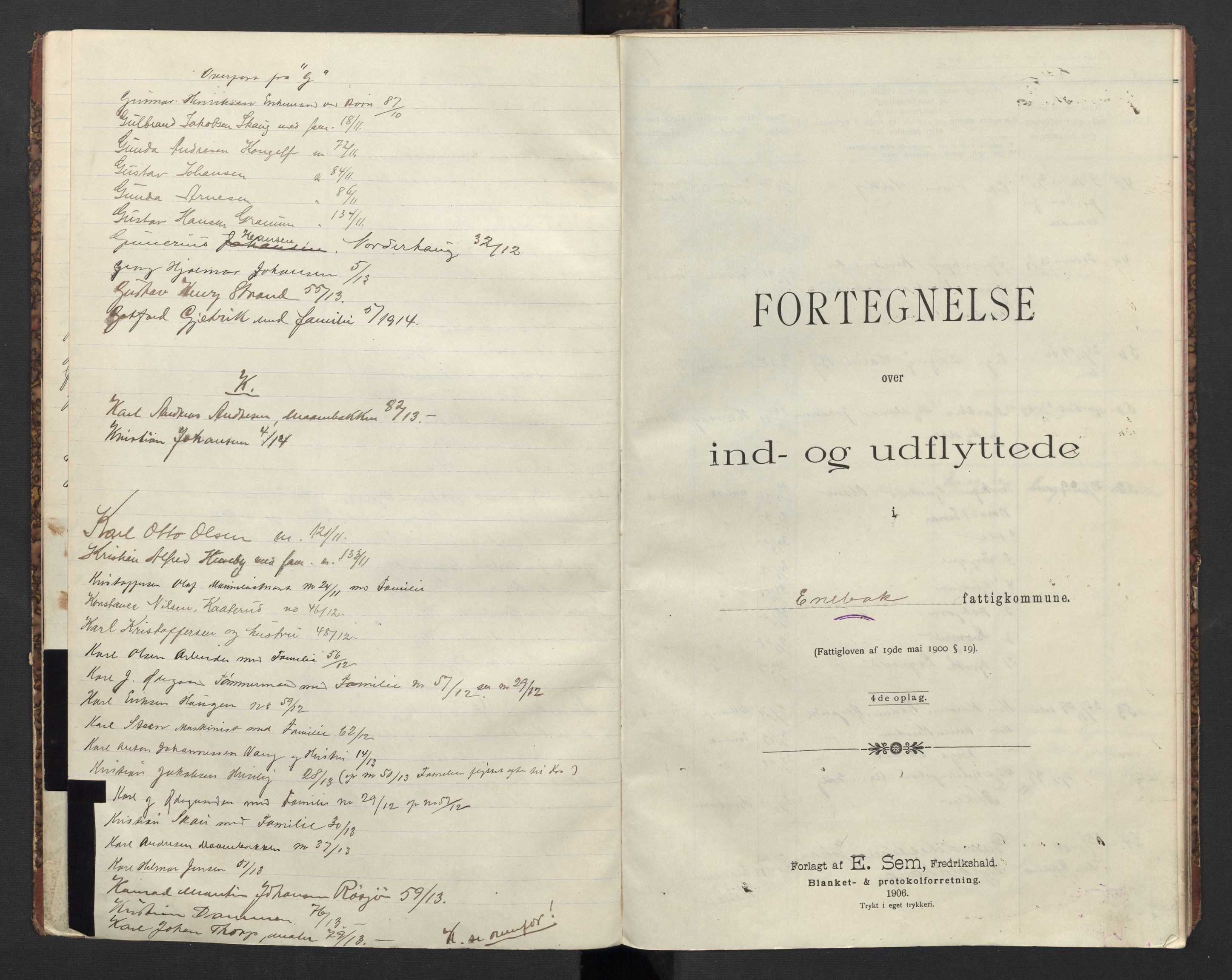 Enebakk lensmannskontor, AV/SAO-A-10118/M/Ma/L0002: Flytteprotokoll, 1909-1914