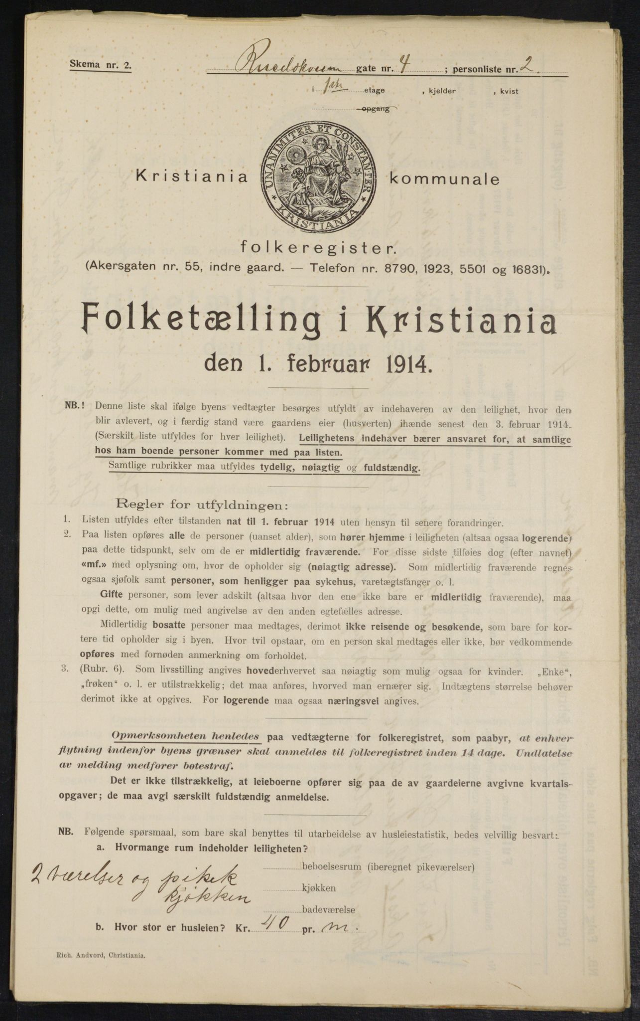 OBA, Kommunal folketelling 1.2.1914 for Kristiania, 1914, s. 84503