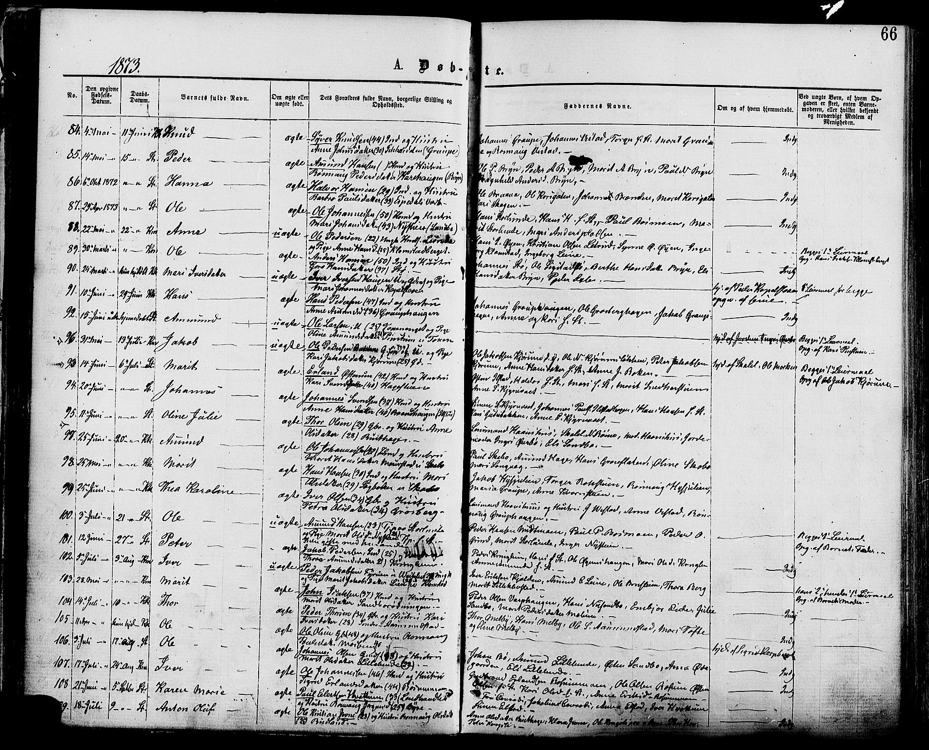 Nord-Fron prestekontor, SAH/PREST-080/H/Ha/Haa/L0002: Ministerialbok nr. 2, 1865-1883, s. 66