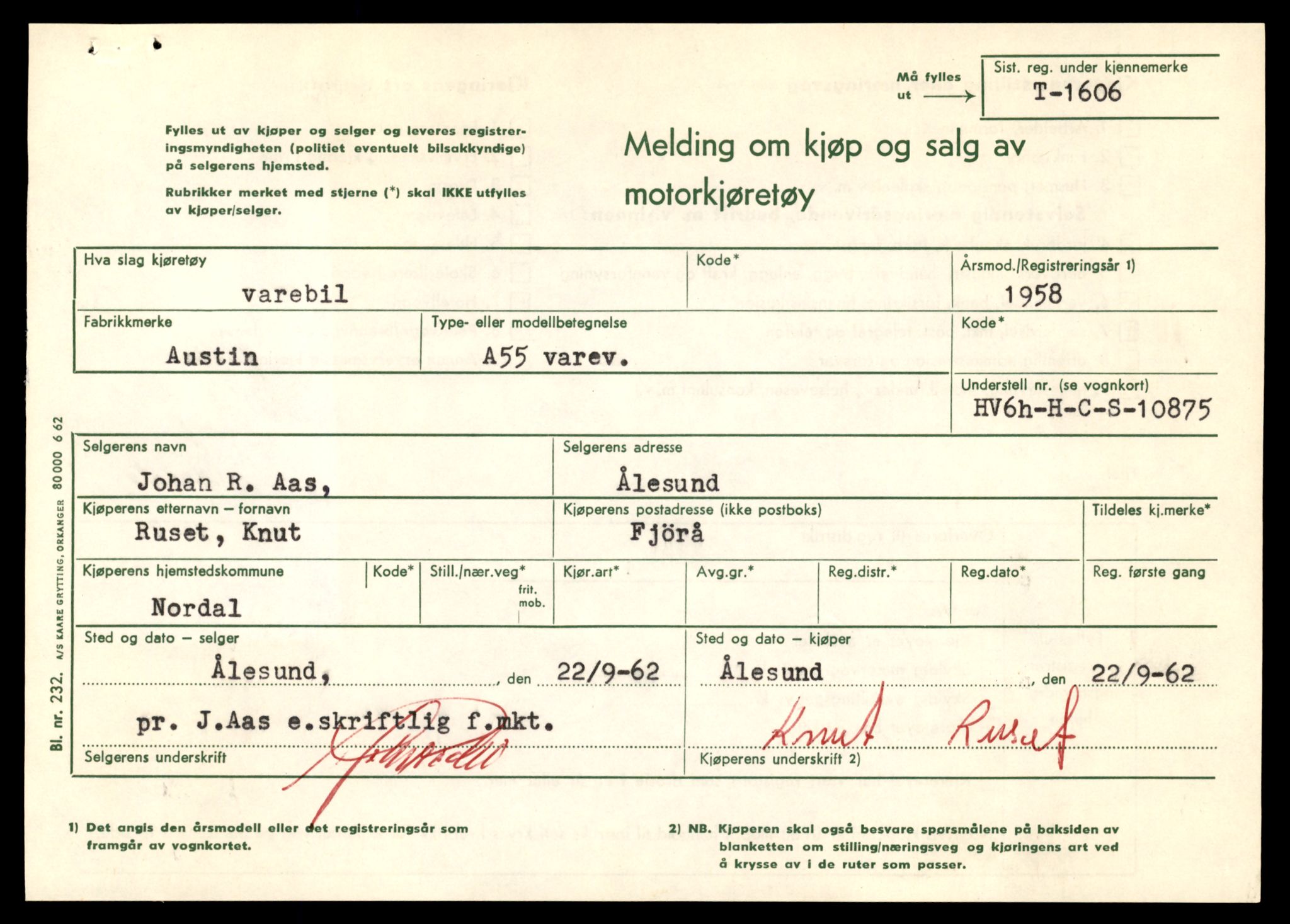 Møre og Romsdal vegkontor - Ålesund trafikkstasjon, AV/SAT-A-4099/F/Fe/L0014: Registreringskort for kjøretøy T 1565 - T 1698, 1927-1998, s. 969