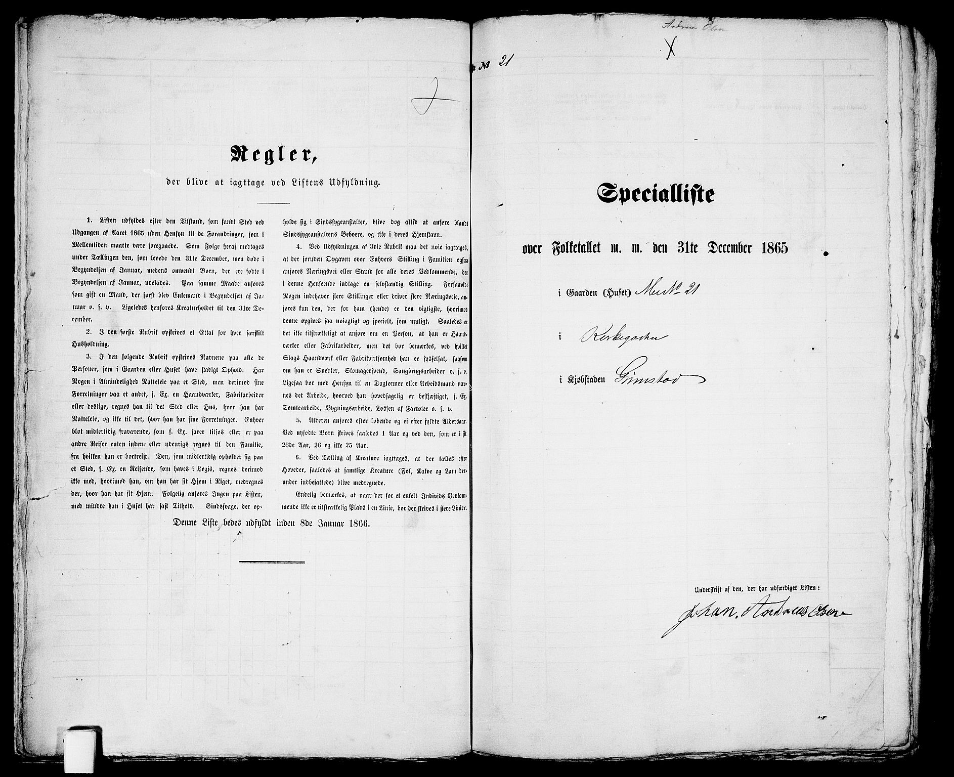 RA, Folketelling 1865 for 0904B Fjære prestegjeld, Grimstad kjøpstad, 1865, s. 48