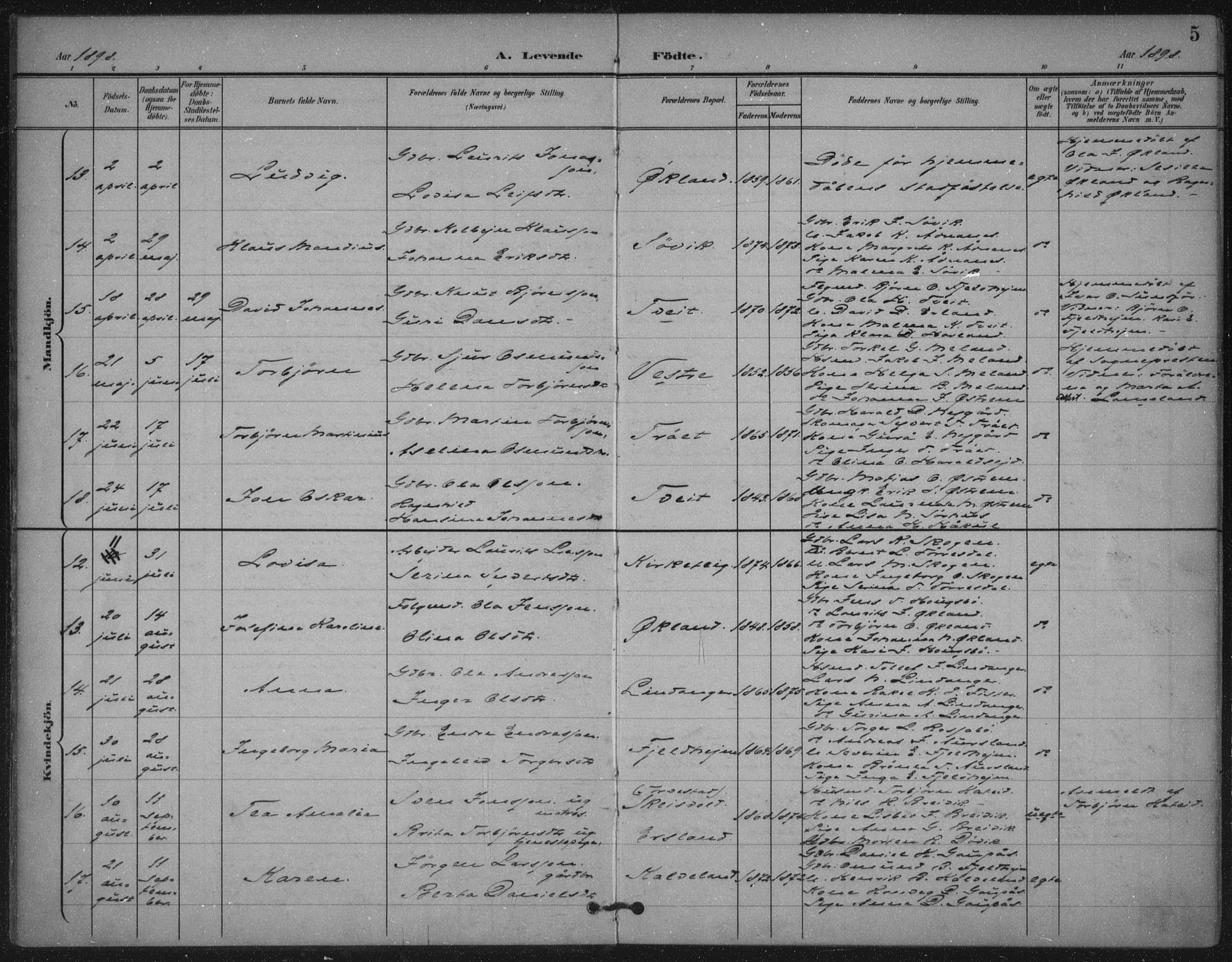 Skjold sokneprestkontor, AV/SAST-A-101847/H/Ha/Haa/L0011: Ministerialbok nr. A 11, 1897-1914, s. 5