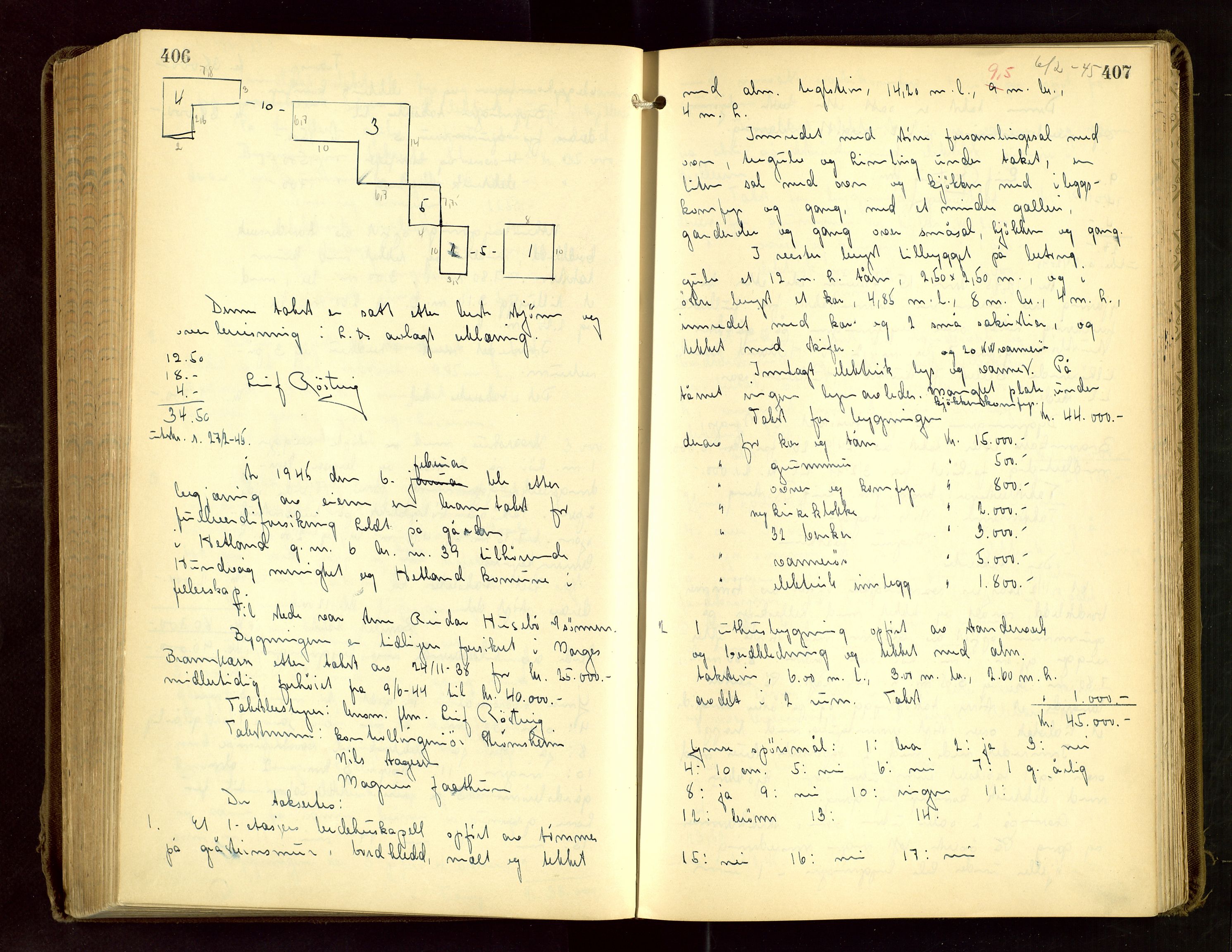 Hetland lensmannskontor, SAST/A-100101/Goa/L0007: "Branntakstprotokoll", 1938-1947, s. 406-407