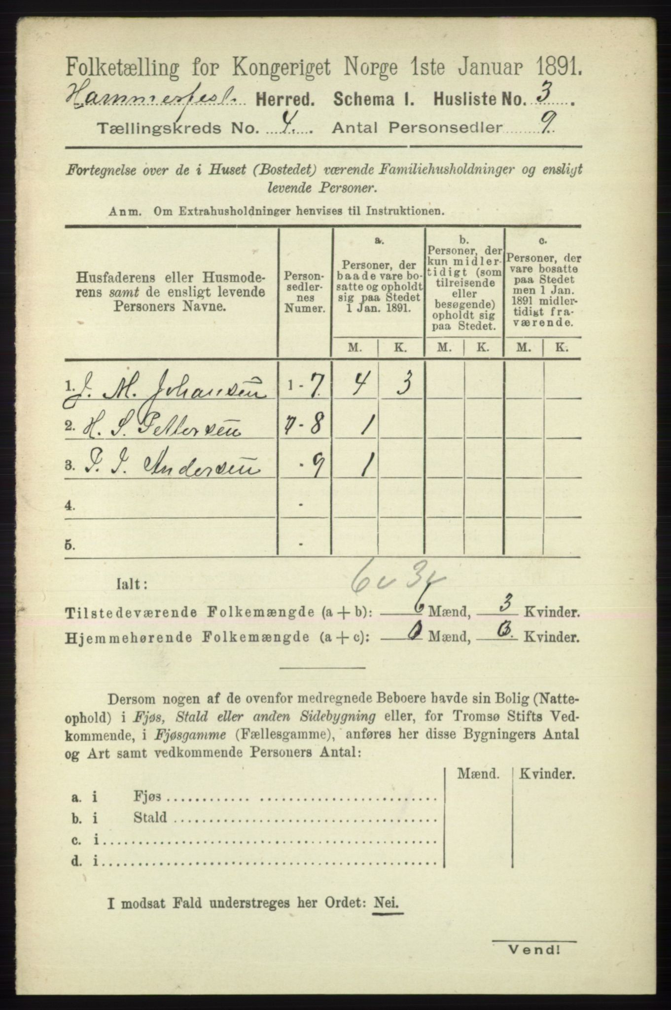 RA, Folketelling 1891 for 2016 Hammerfest herred, 1891, s. 1090